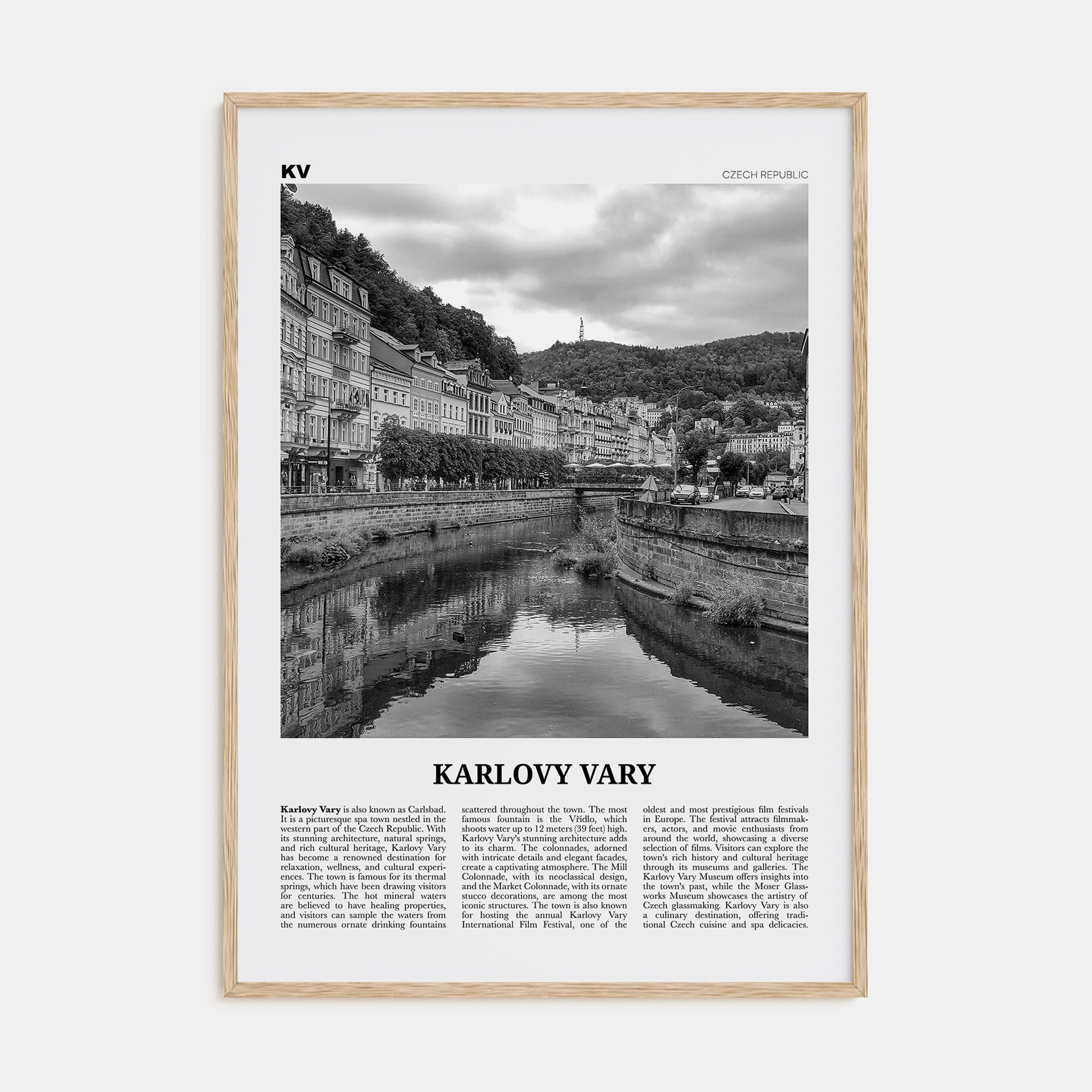 Karlovy Vary Travel B&W Poster