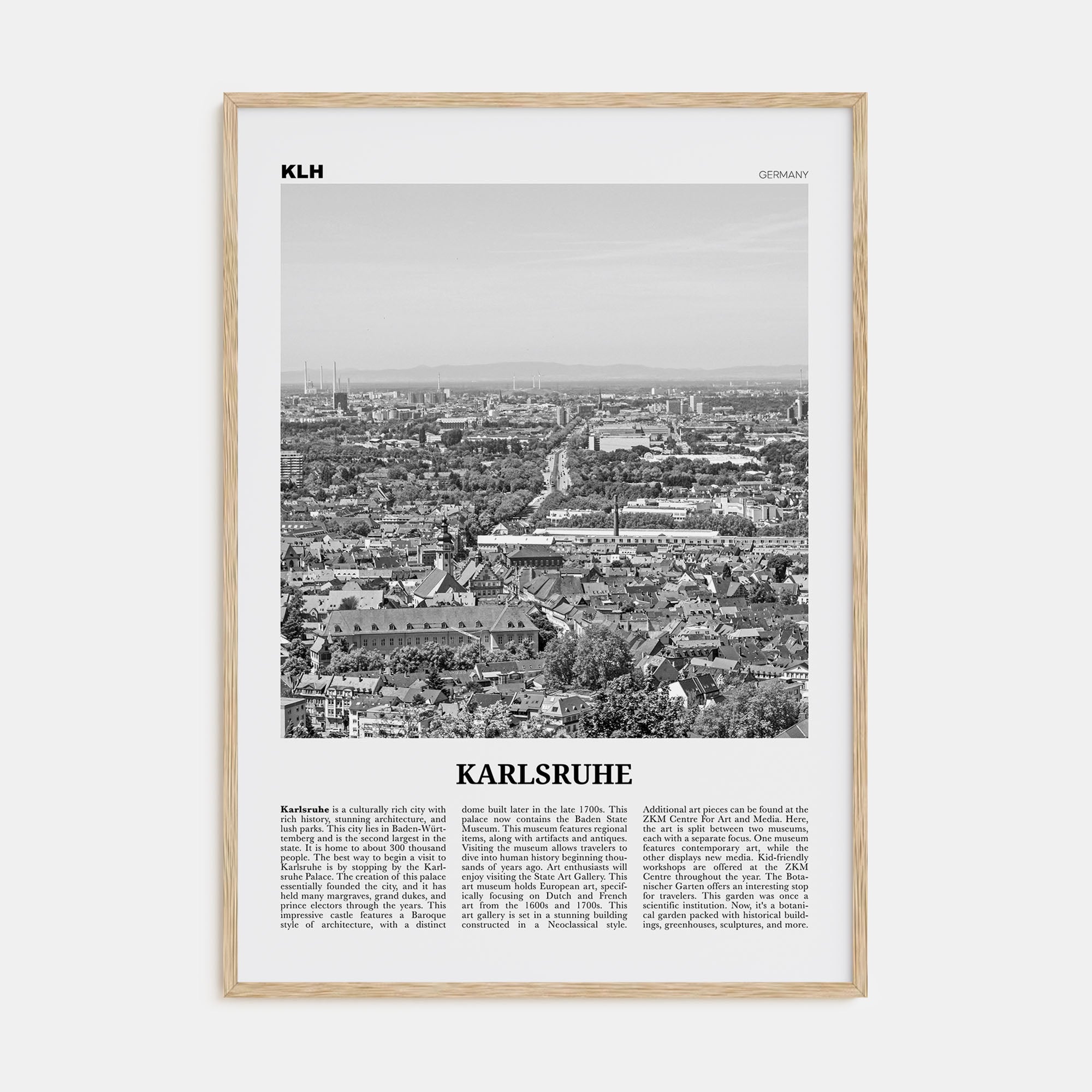 Karlsruhe Travel B&W Poster