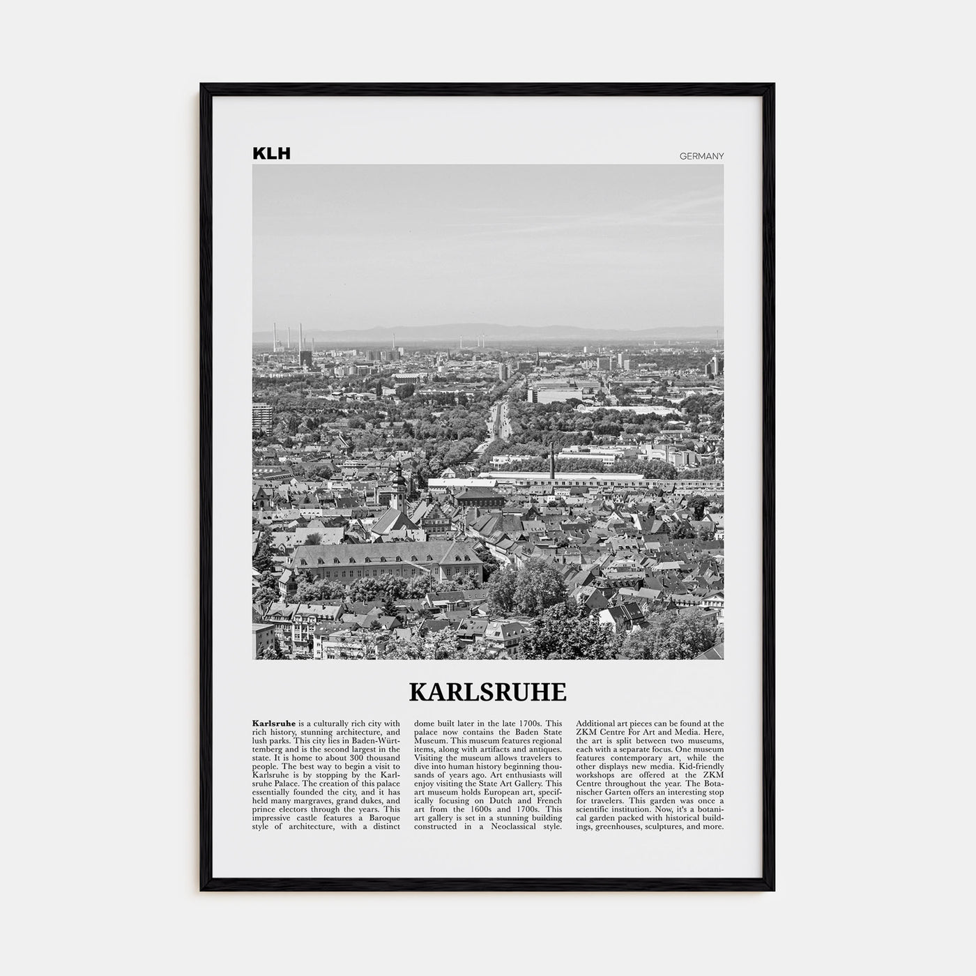 Karlsruhe Travel B&W Poster