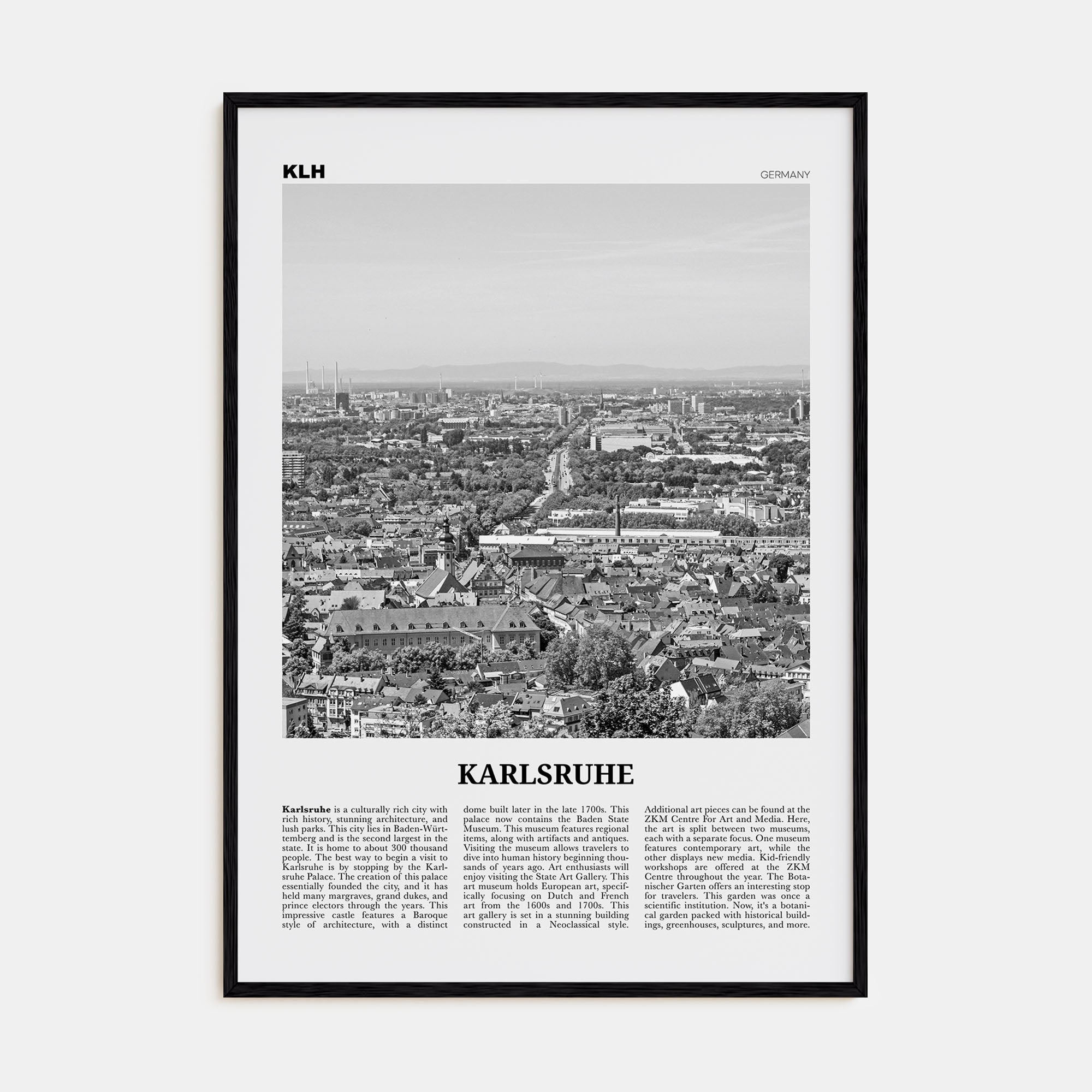Karlsruhe Travel B&W Poster