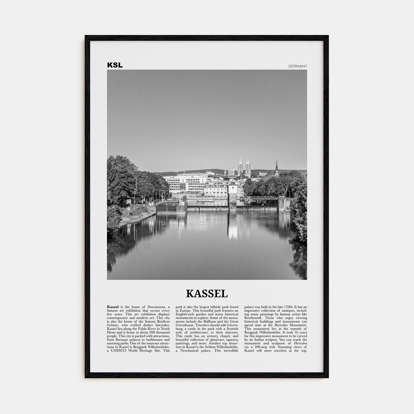Kassel Travel B&W Poster