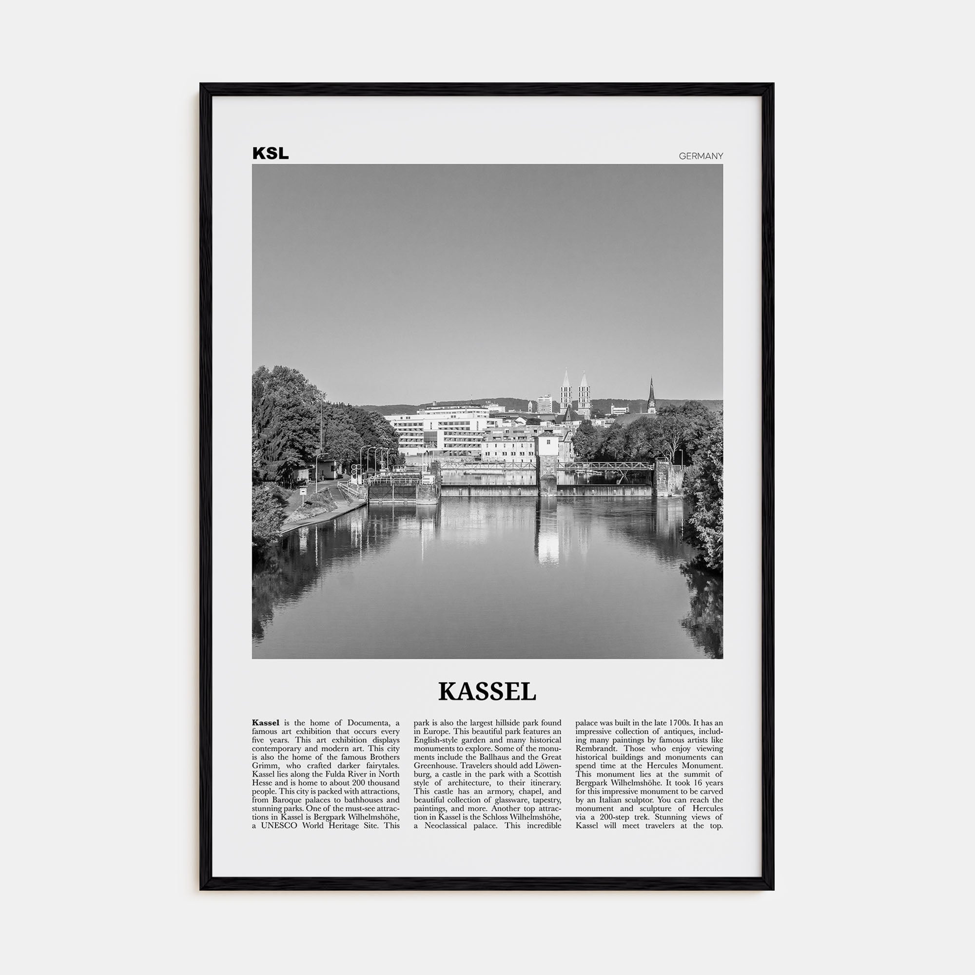 Kassel Travel B&W Poster