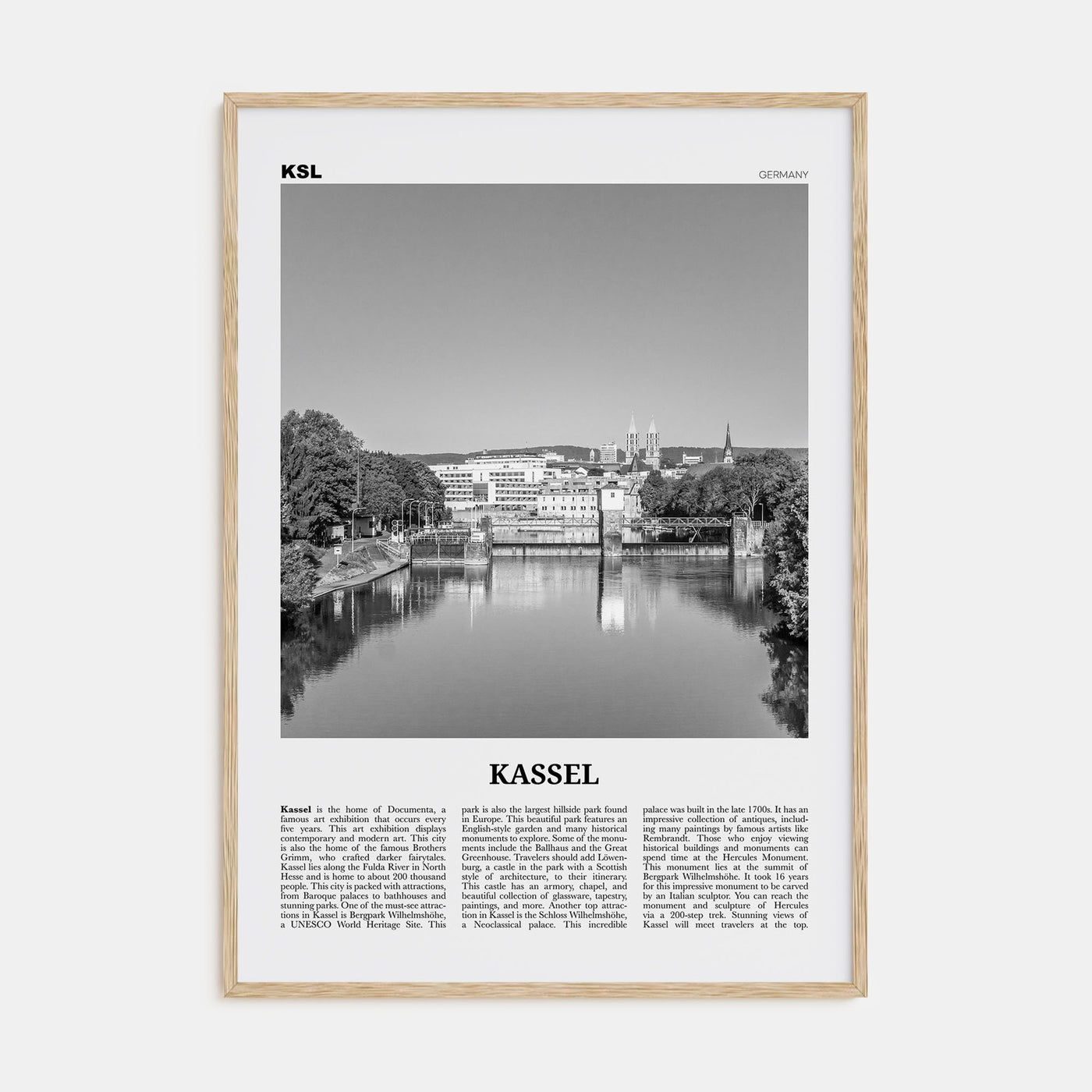 Kassel Travel B&W Poster