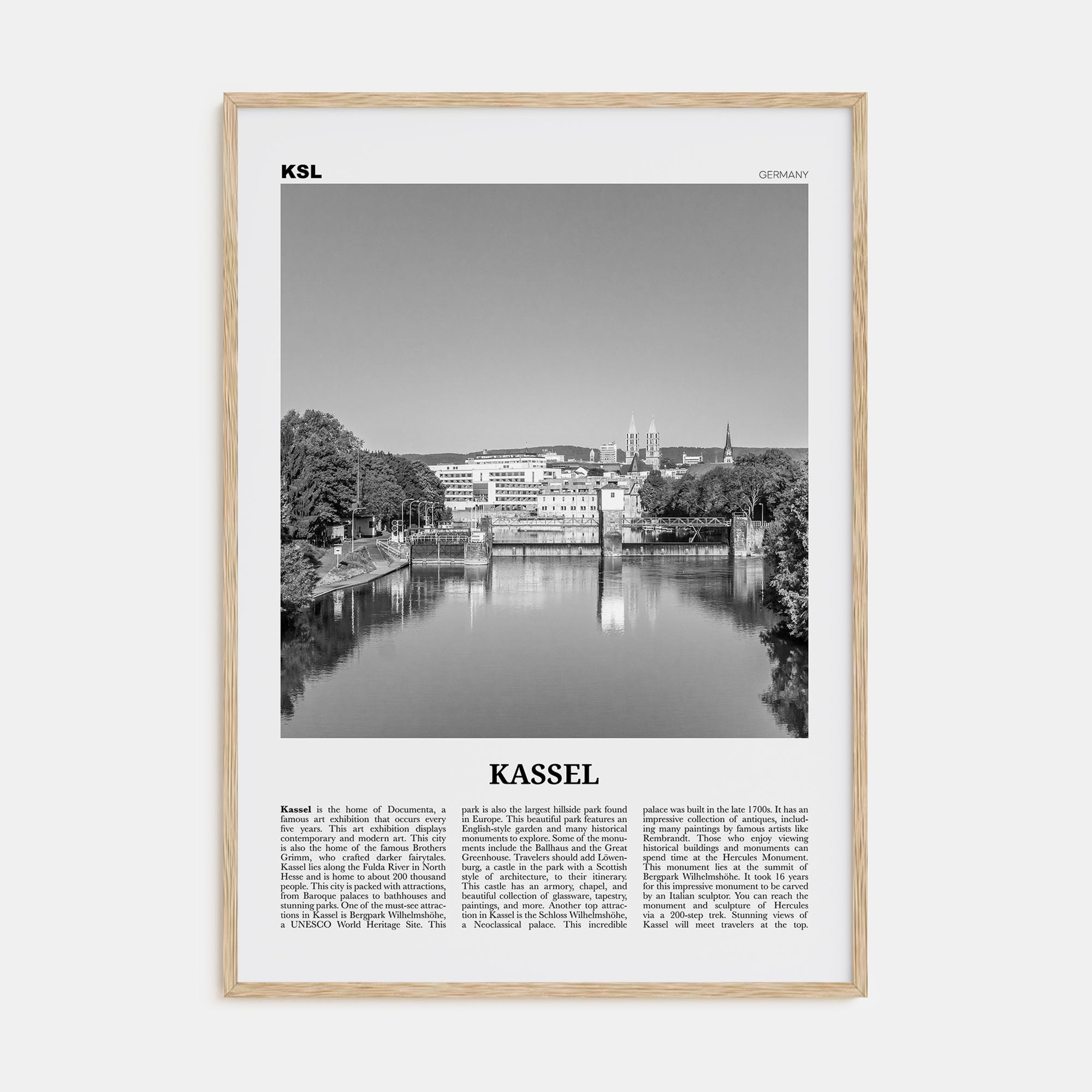 Kassel Travel B&W Poster
