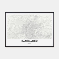 Kathmandu Map Landscape Poster