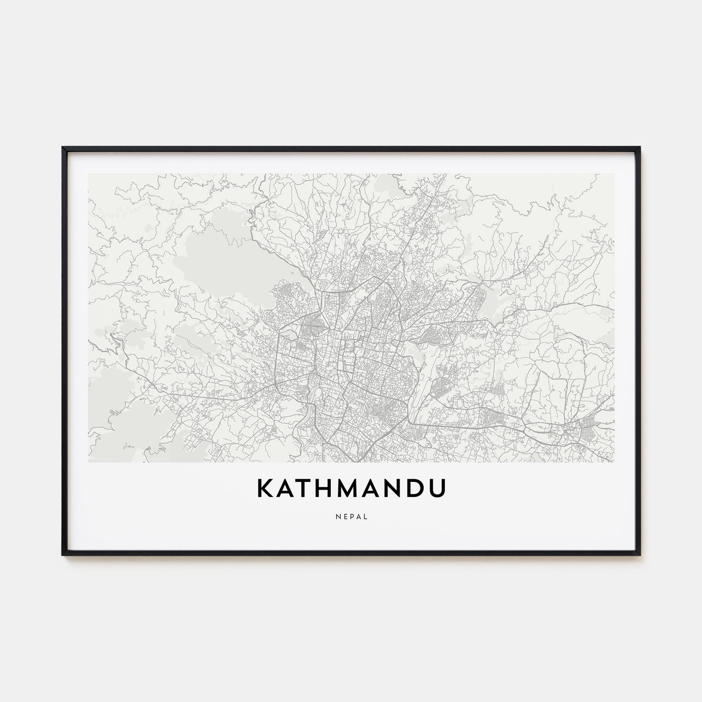 Kathmandu Map Landscape Poster