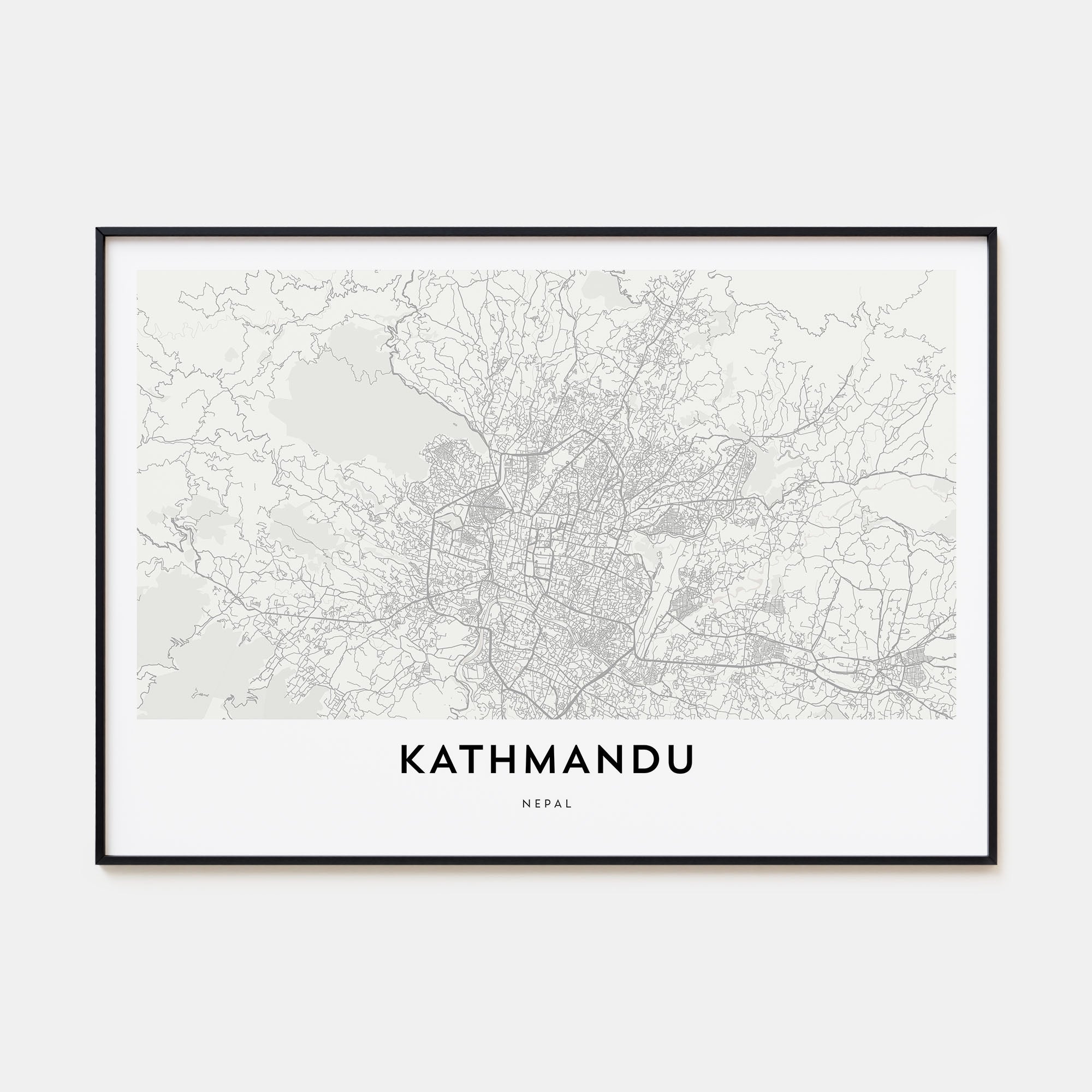 Kathmandu Map Landscape Poster