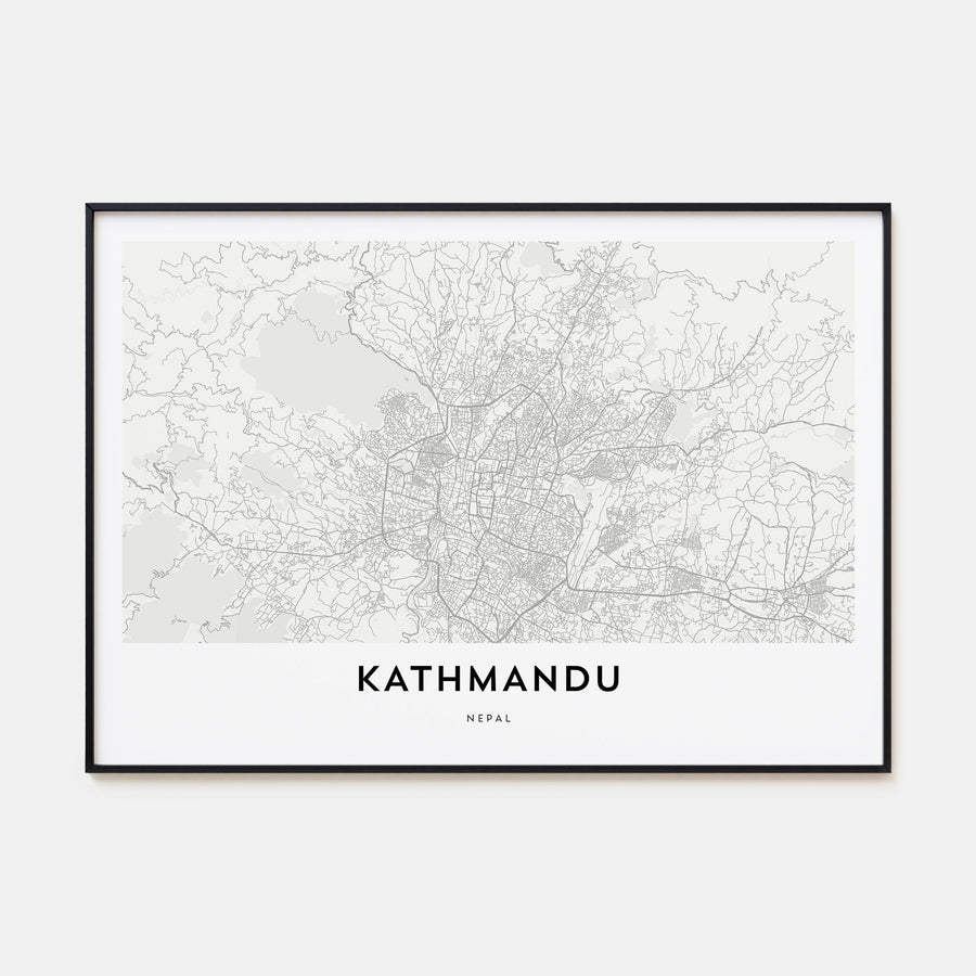 Kathmandu Map Landscape Poster