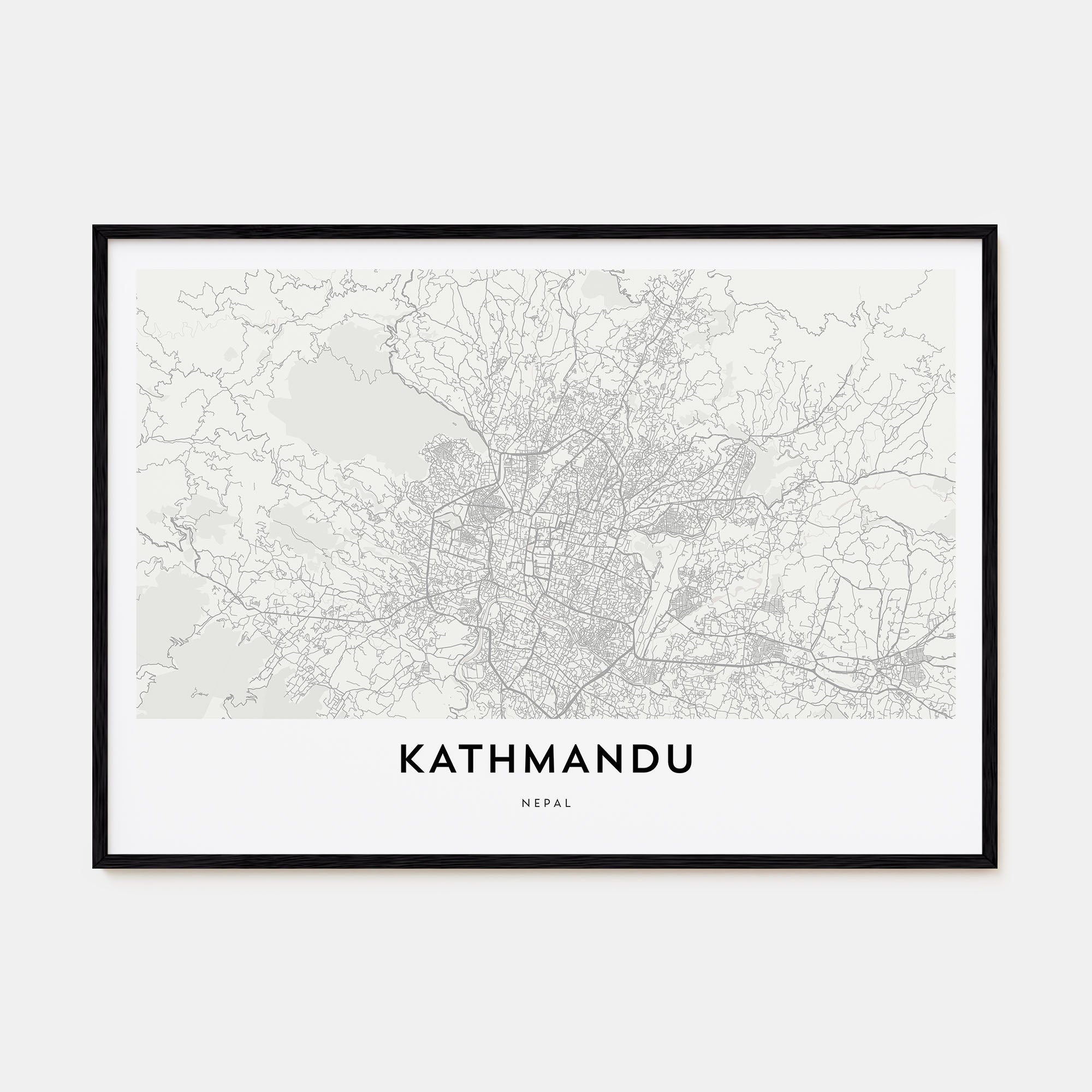 Kathmandu Map Landscape Poster