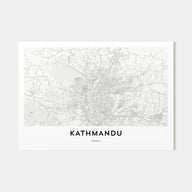 Kathmandu Map Landscape Poster