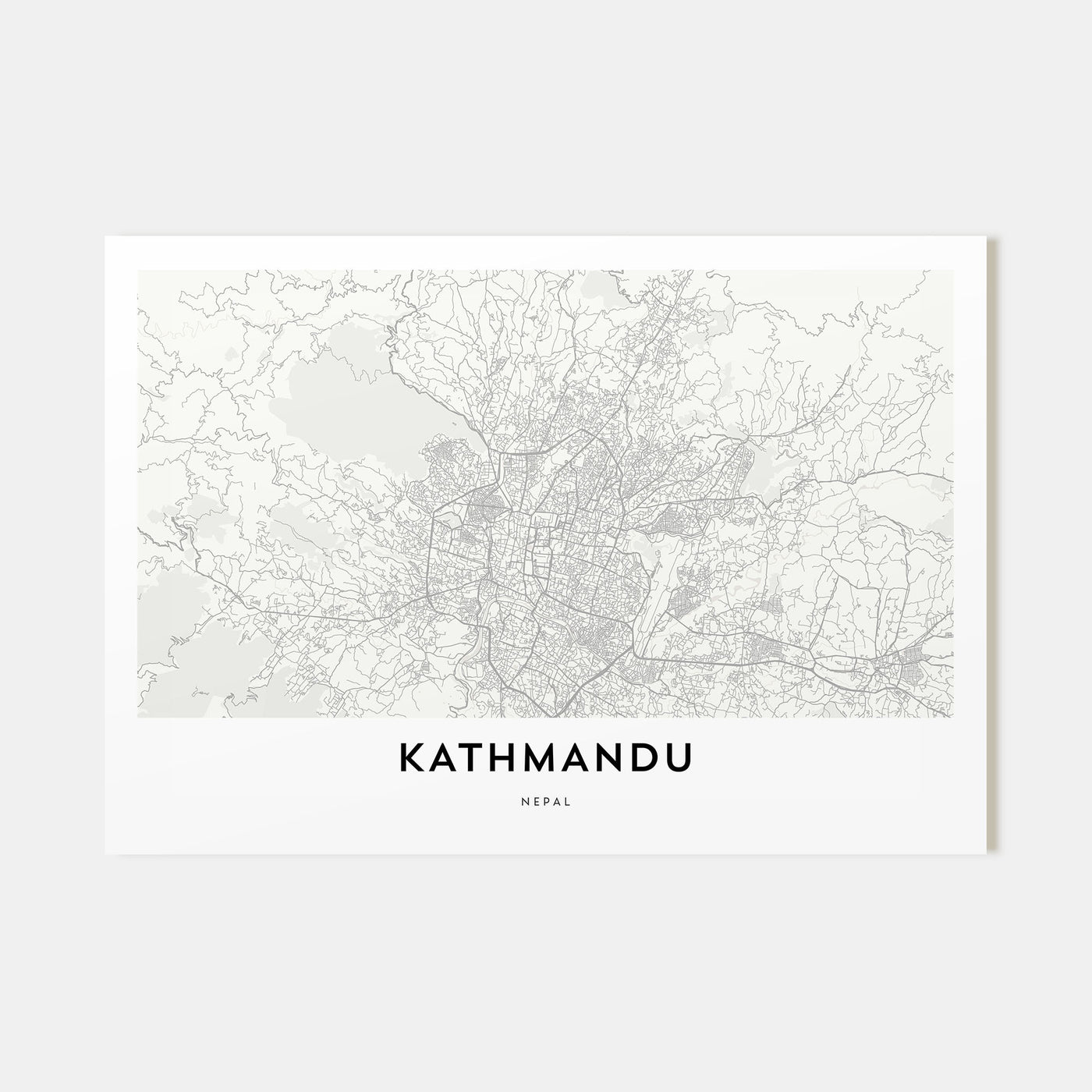 Kathmandu Map Landscape Poster