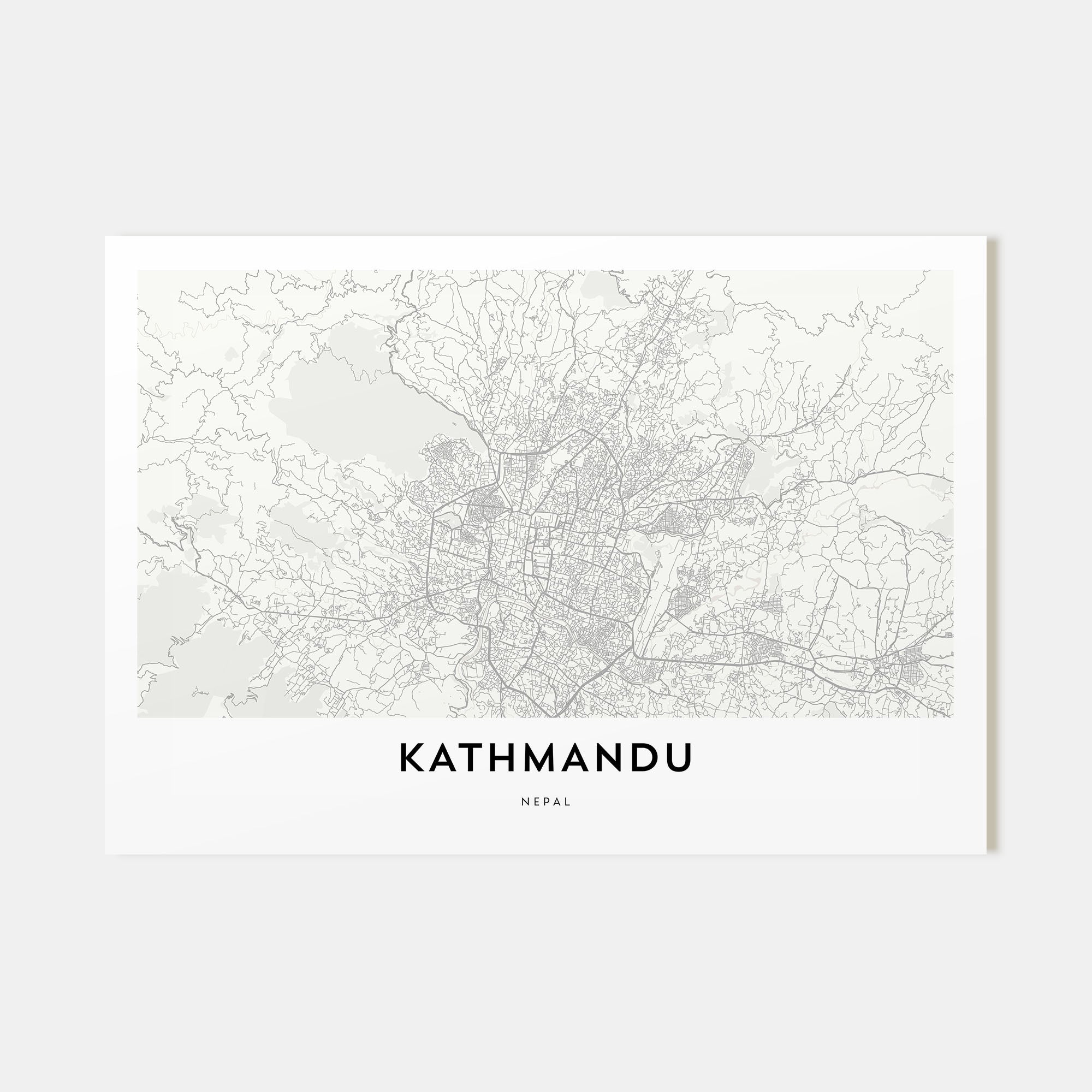 Kathmandu Map Landscape Poster