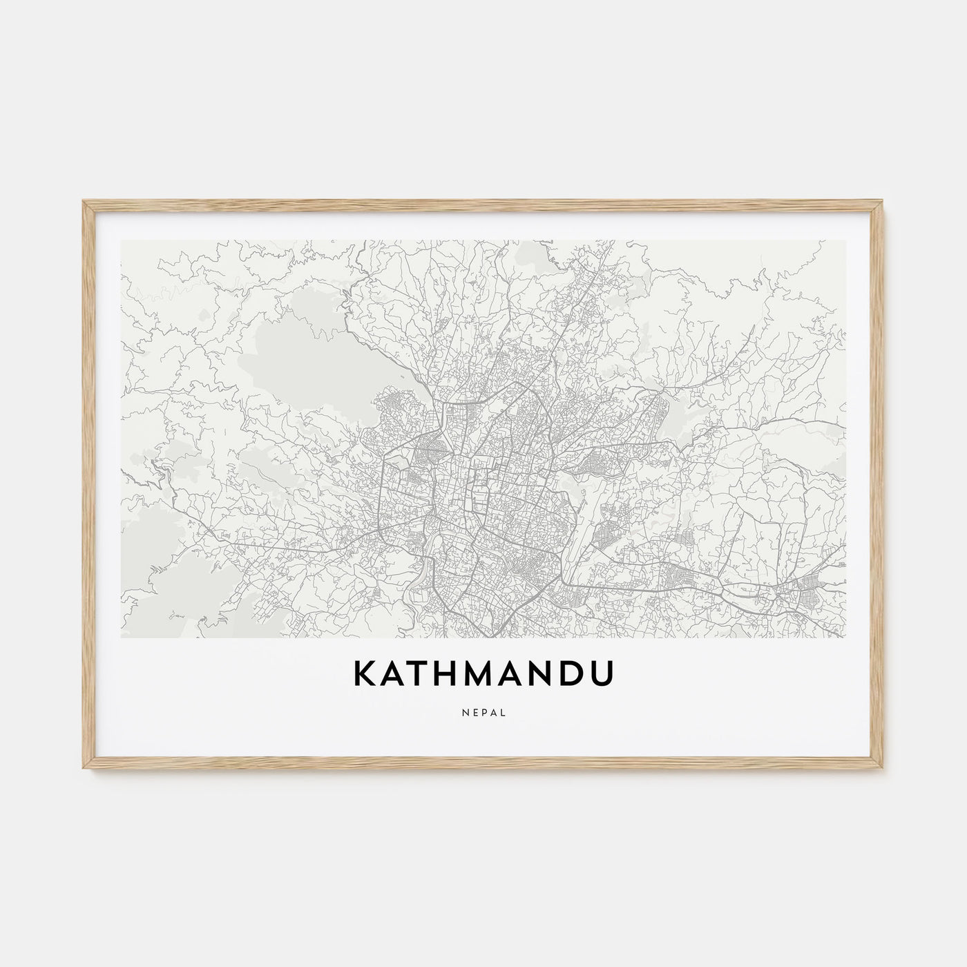 Kathmandu Map Landscape Poster
