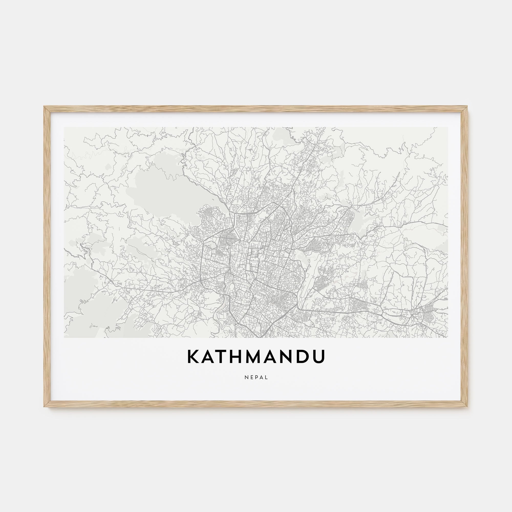 Kathmandu Map Landscape Poster