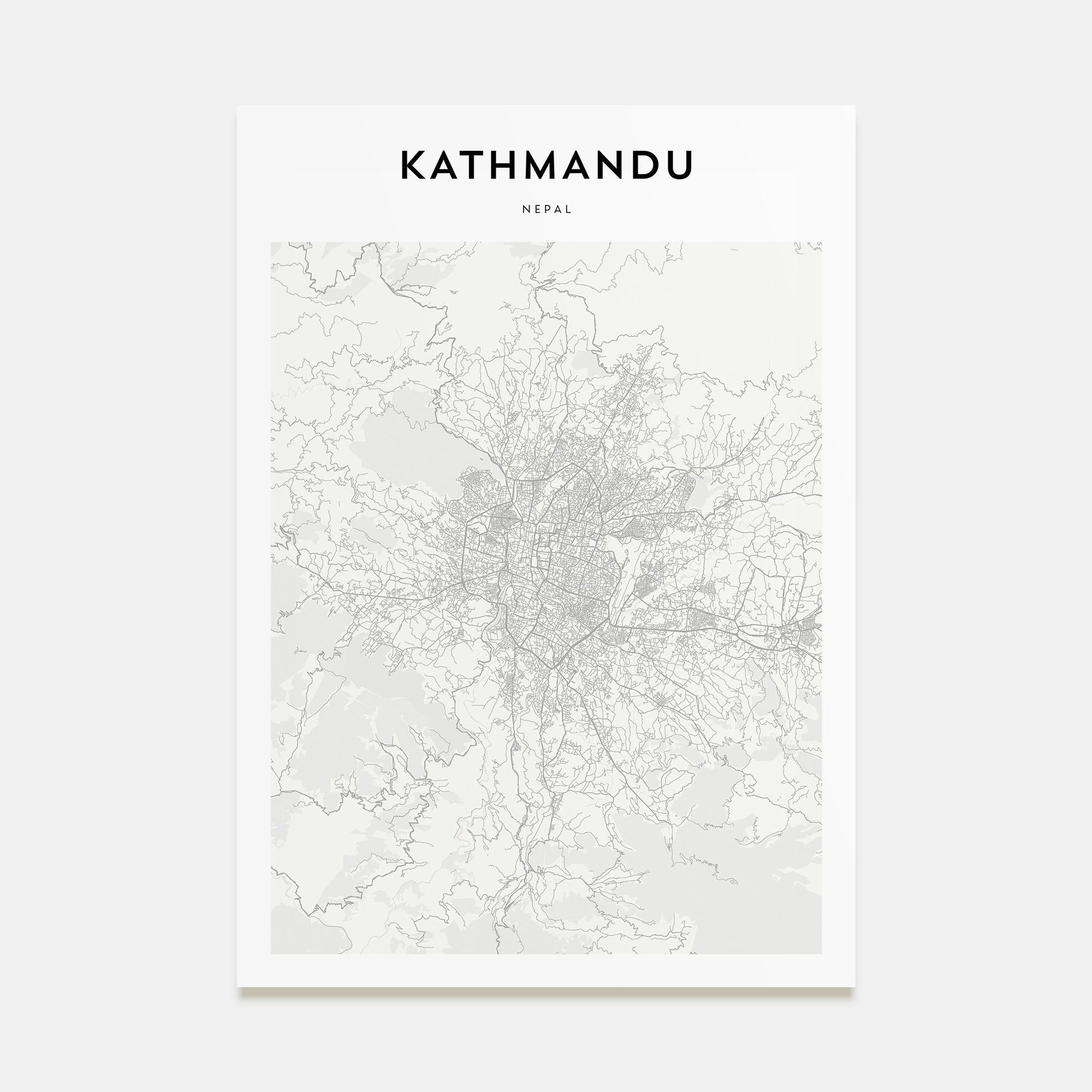 Kathmandu Map Portrait Poster