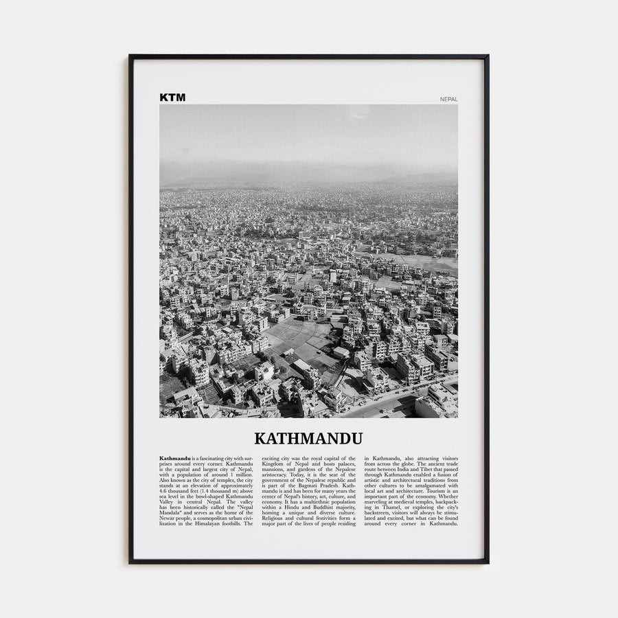 Kathmandu Travel B&W Poster