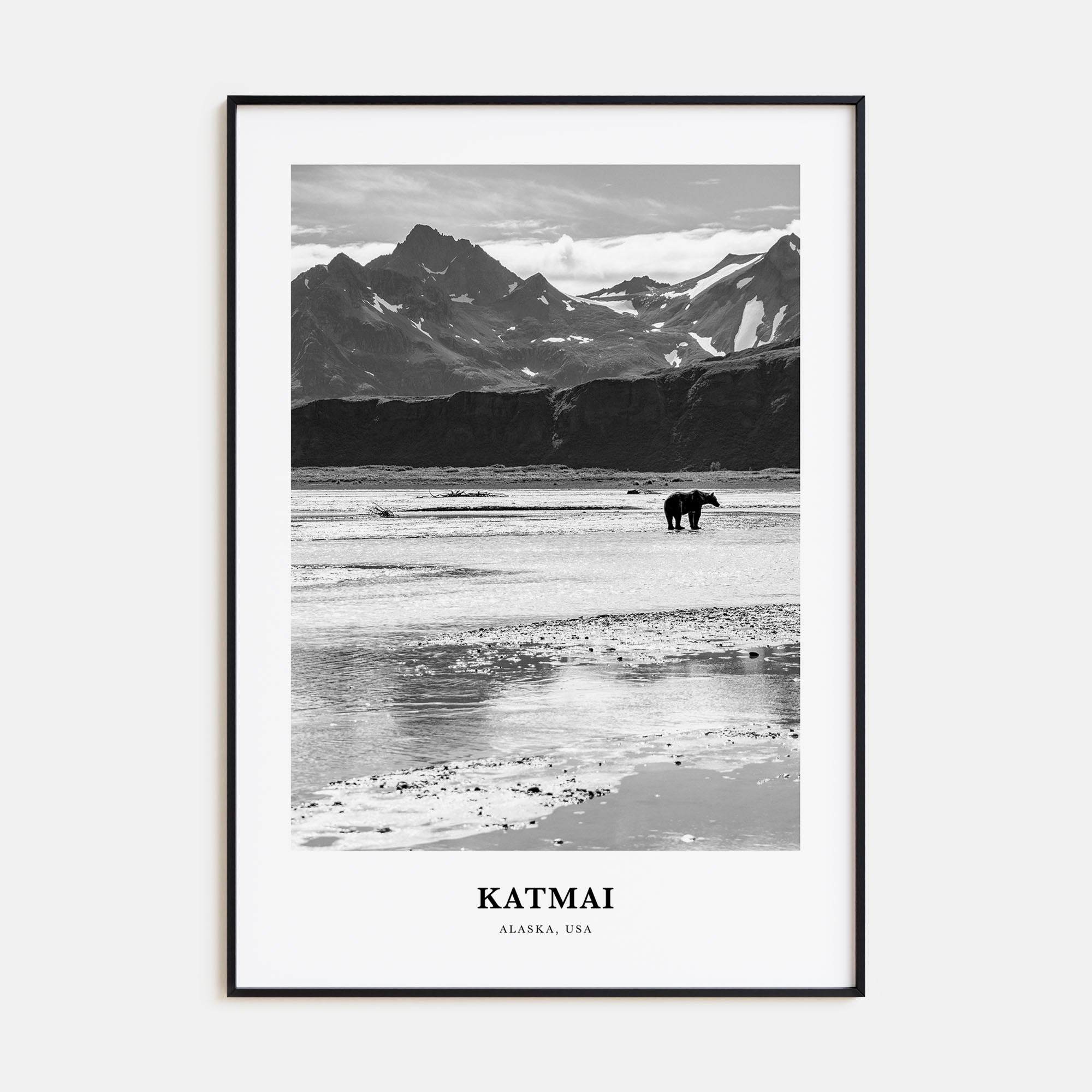 Katmai National Park Portrait B&W Poster