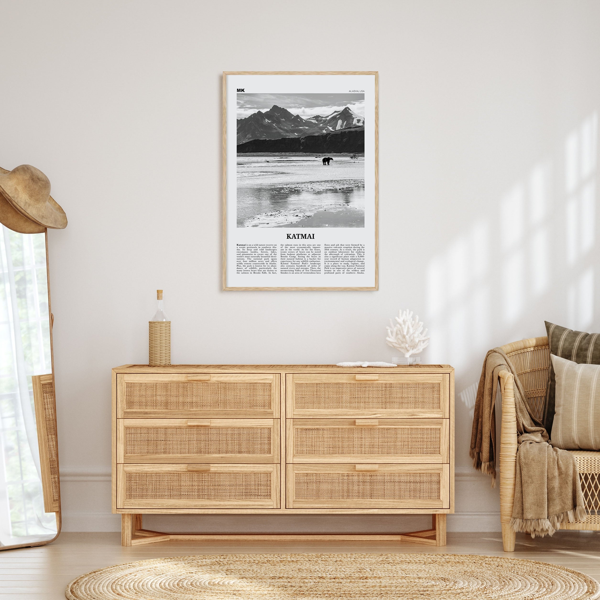 Katmai National Park Travel B&W Poster