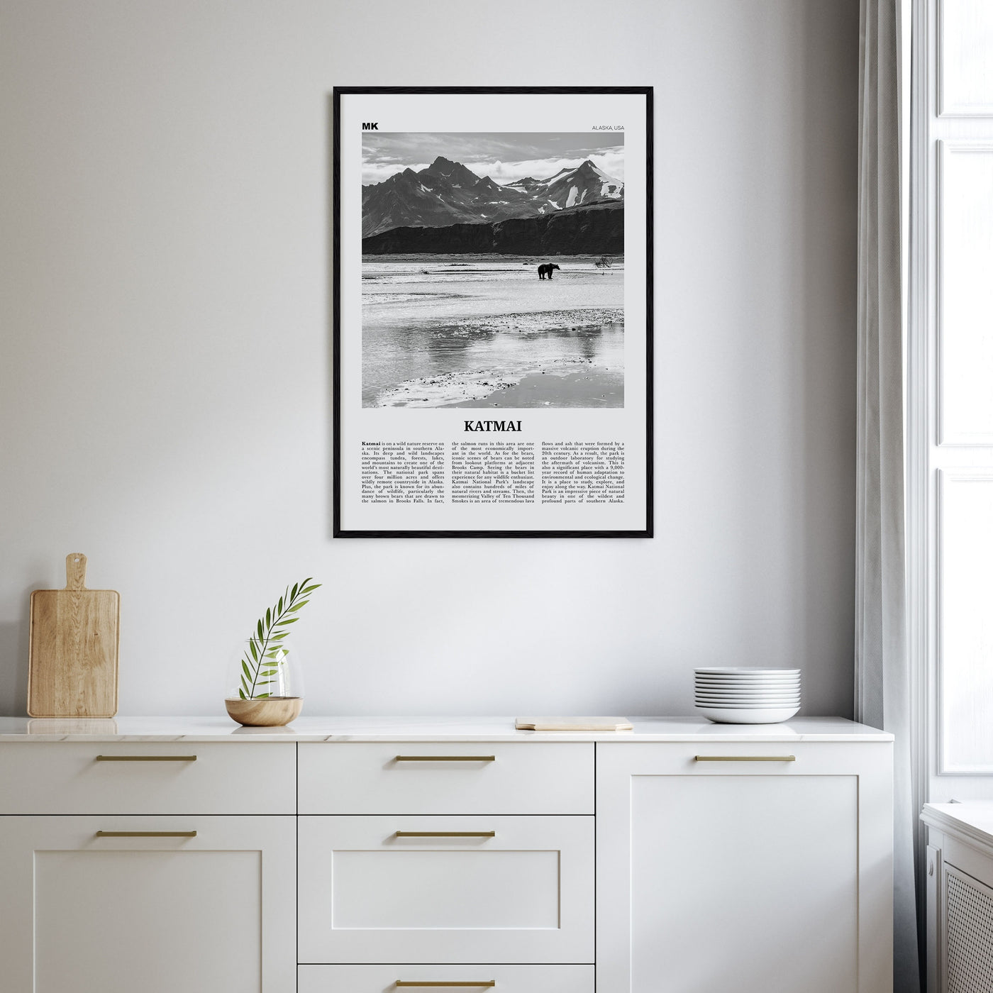 Katmai National Park Travel B&W Poster