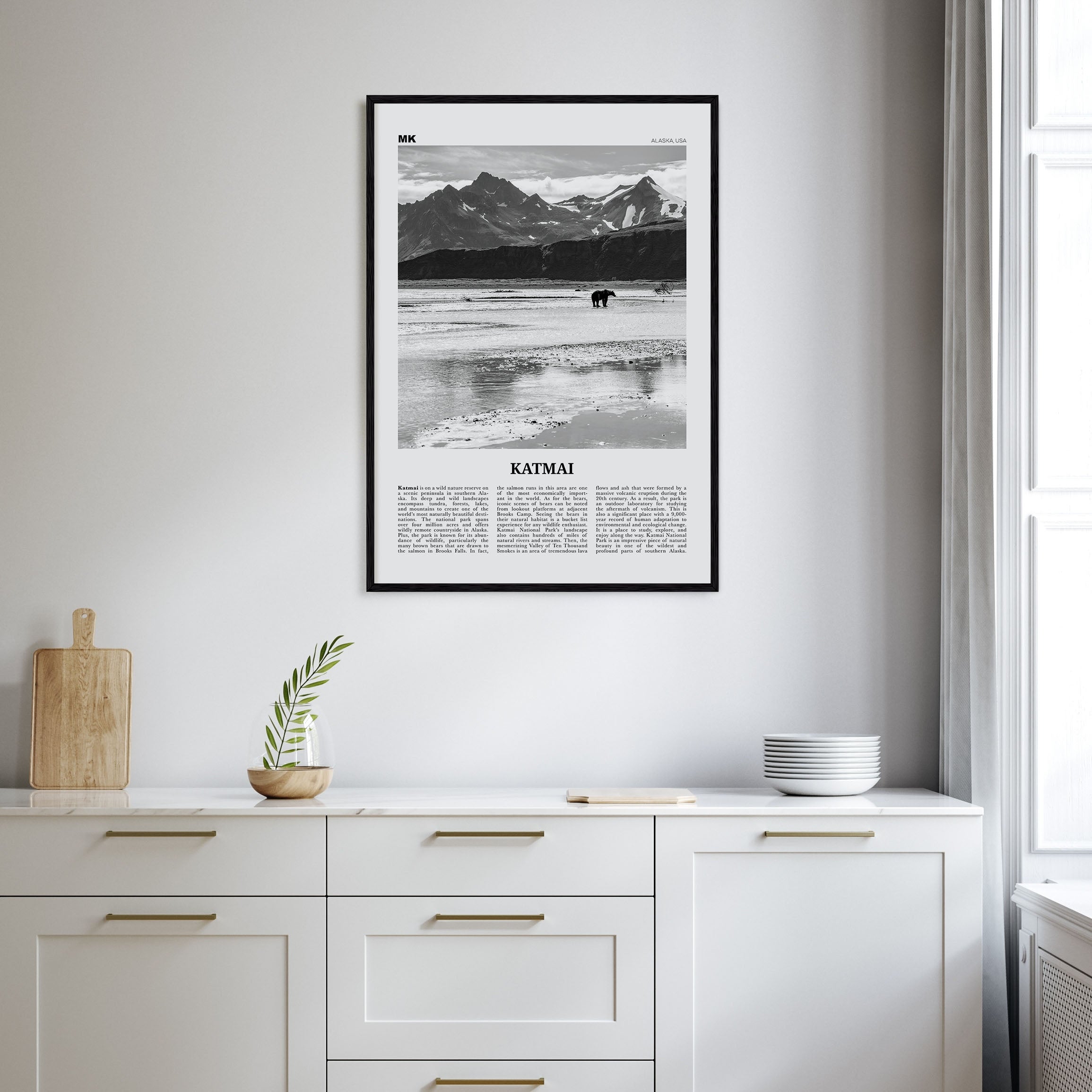 Katmai National Park Travel B&W Poster