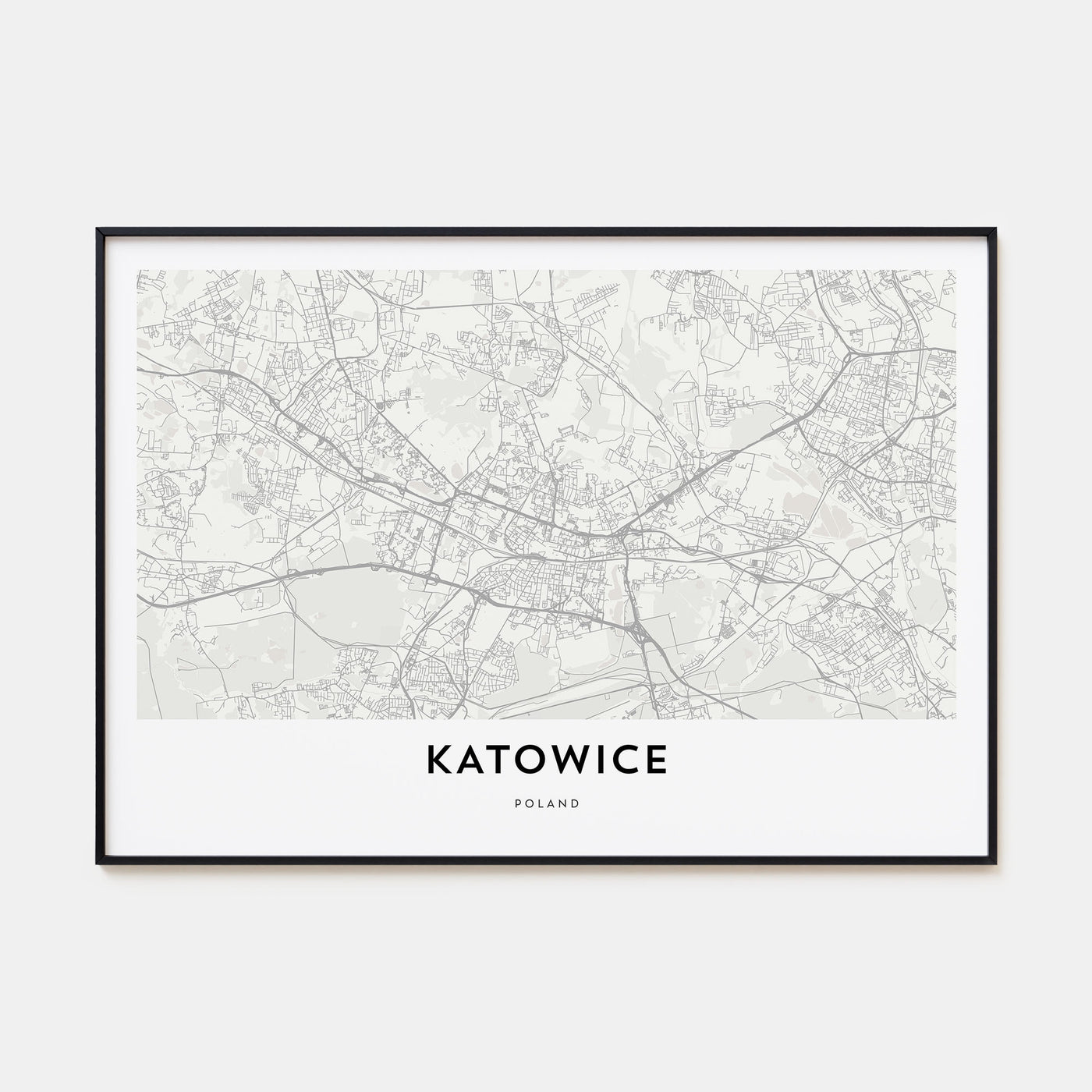 Katowice Map Landscape Poster