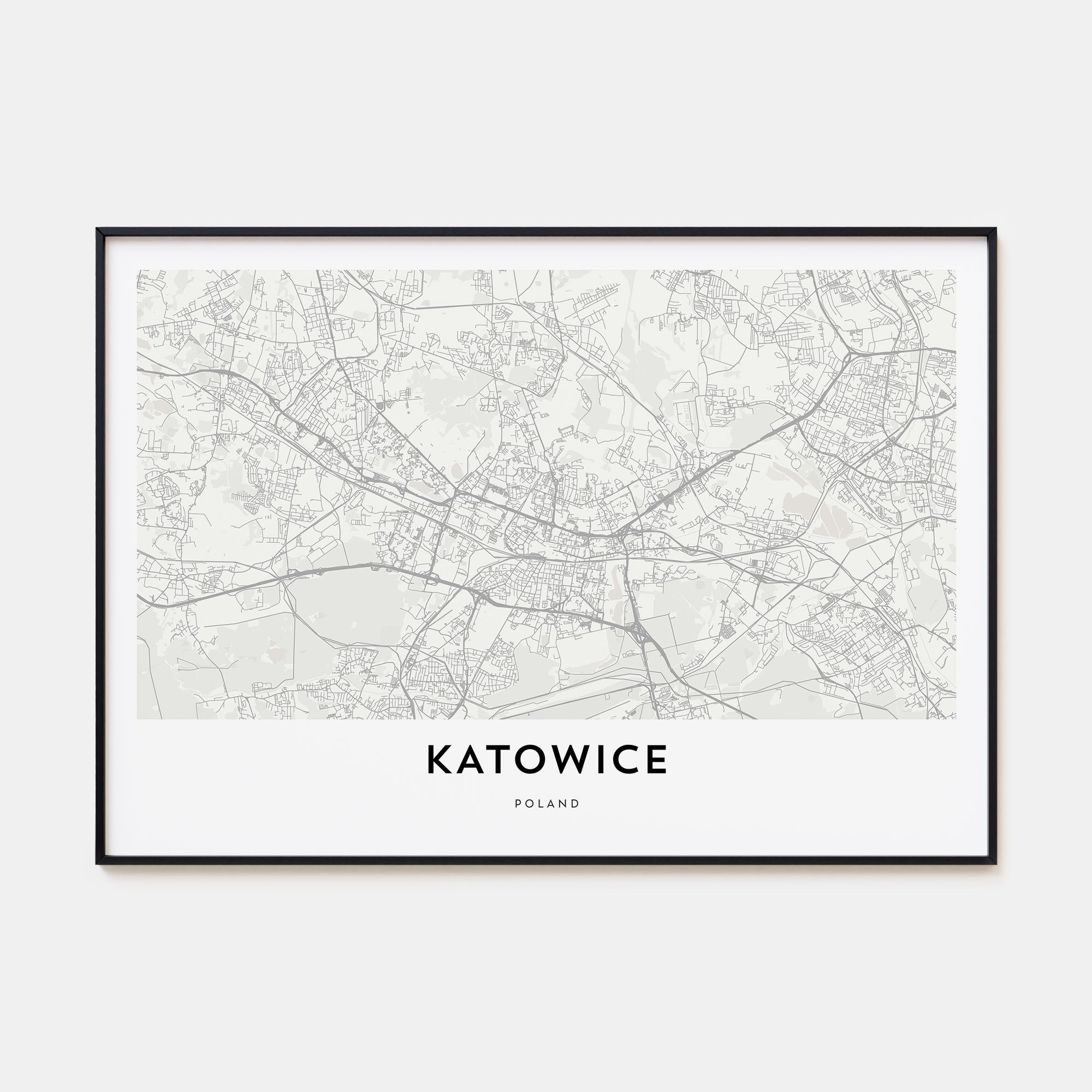 Katowice Map Landscape Poster