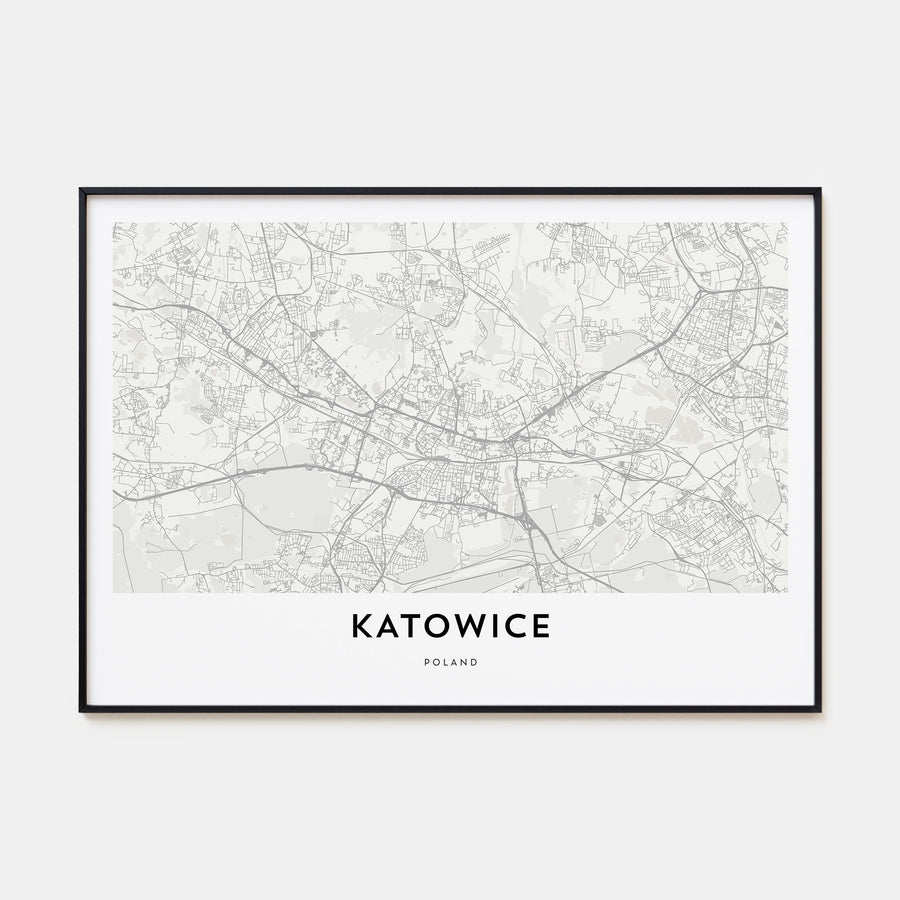 Katowice Map Landscape Poster