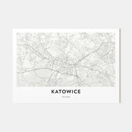 Katowice Map Landscape Poster