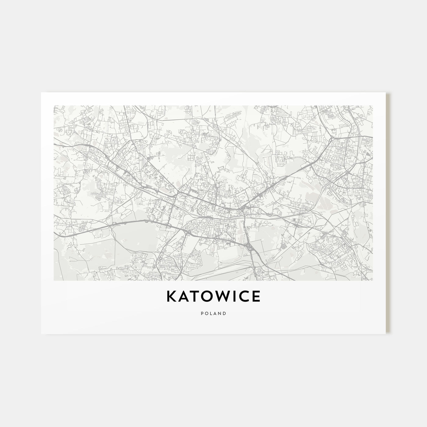 Katowice Map Landscape Poster