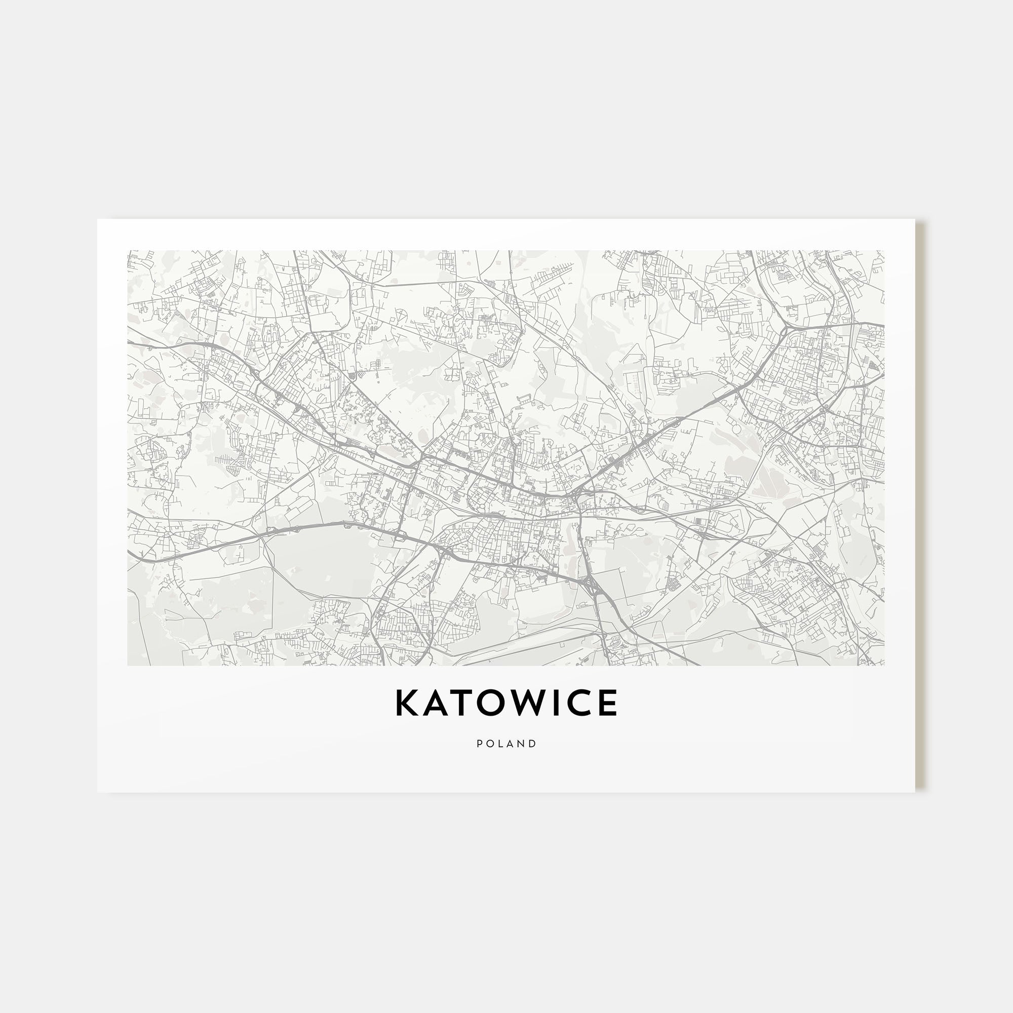 Katowice Map Landscape Poster
