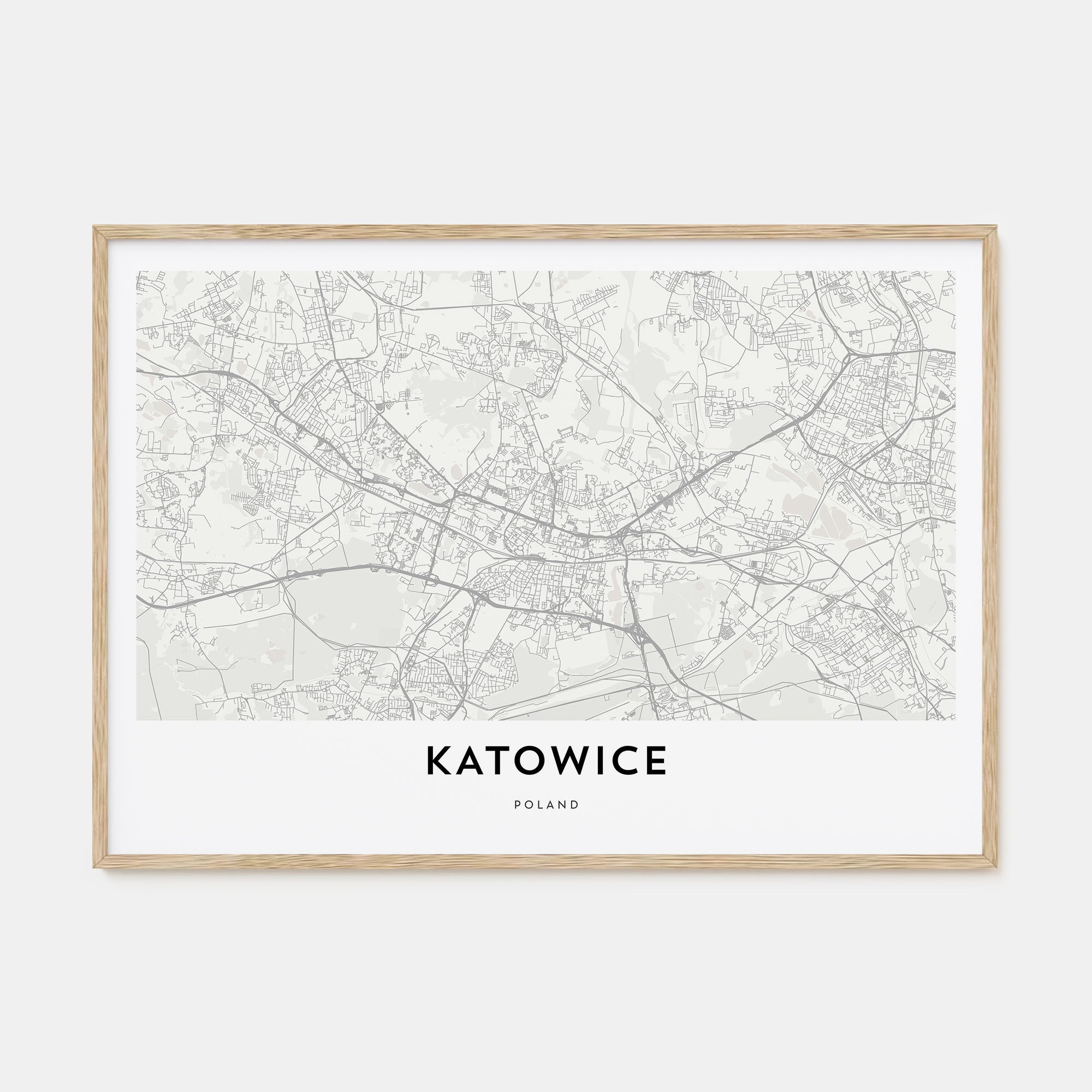 Katowice Map Landscape Poster