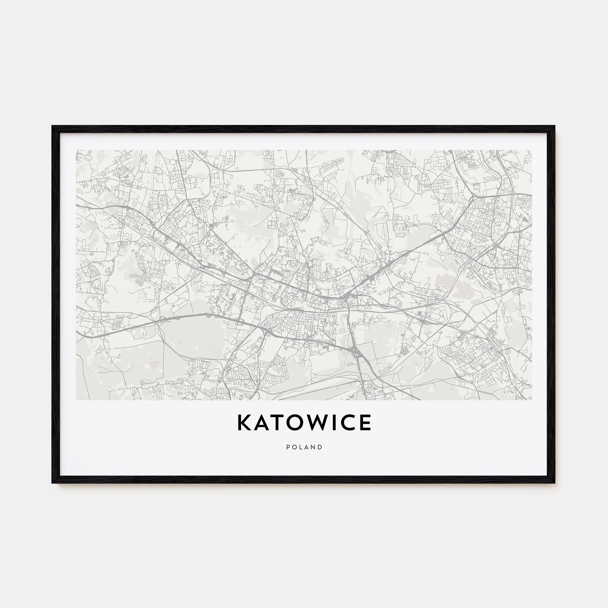 Katowice Map Landscape Poster
