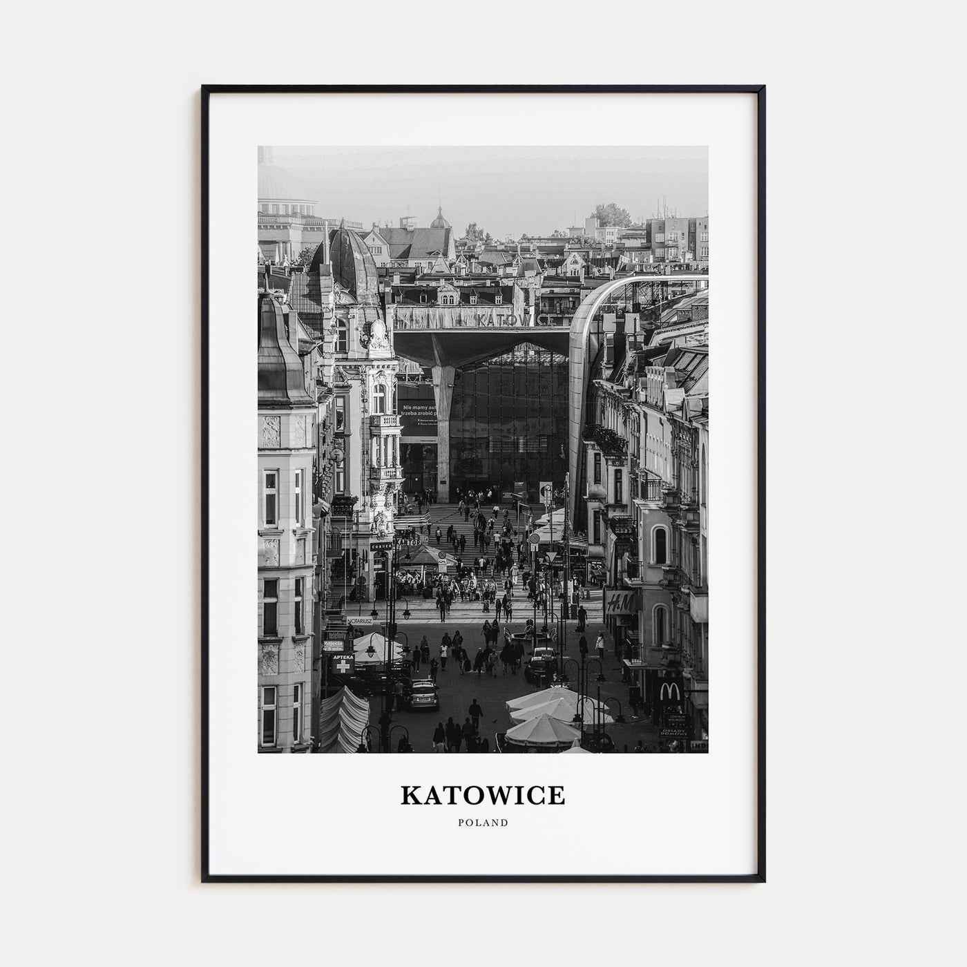 Katowice Portrait B&W Poster