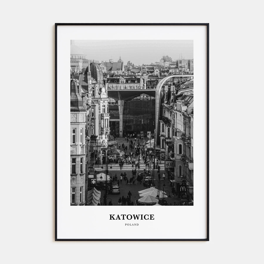 Katowice Portrait B&W Poster