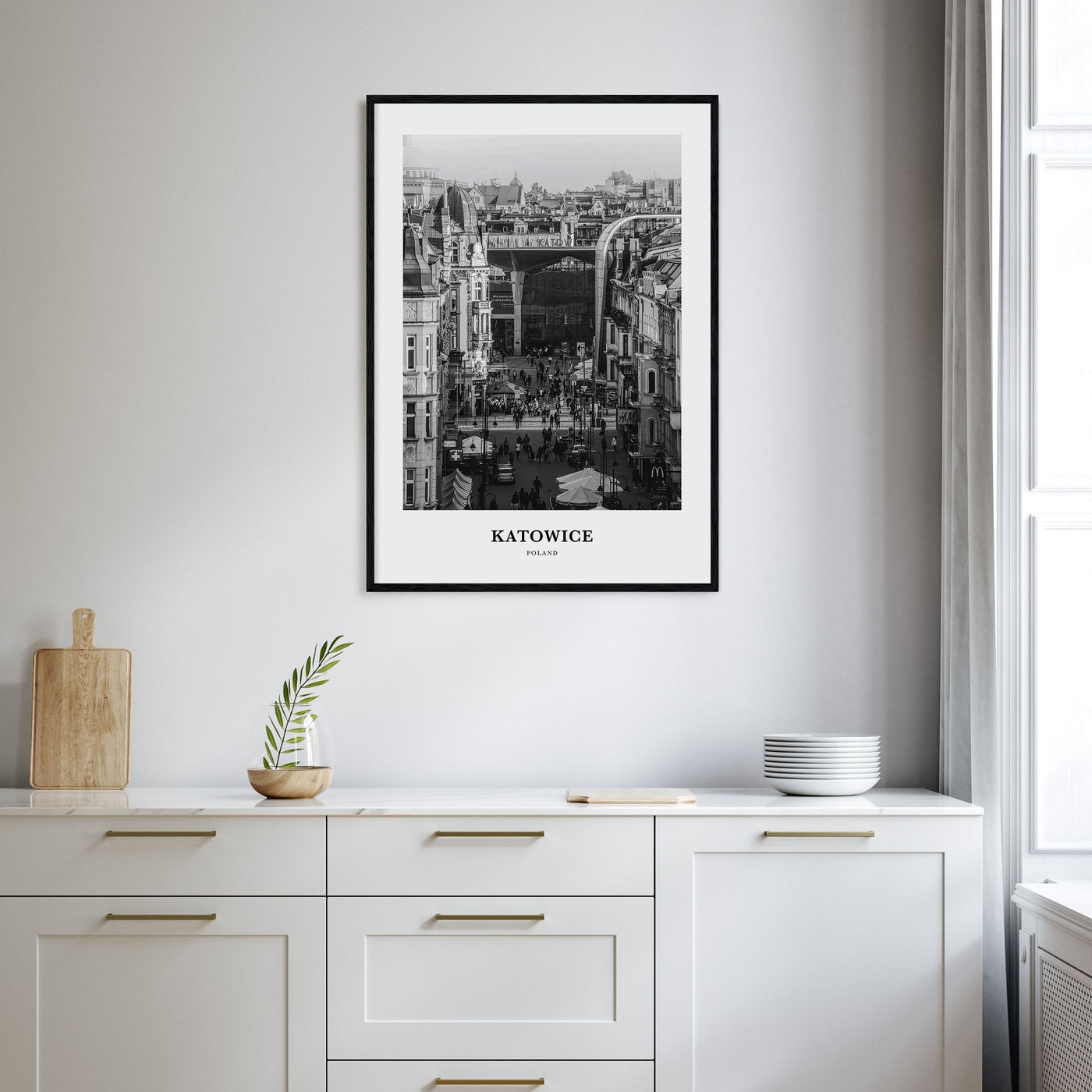 Katowice Portrait B&W Poster
