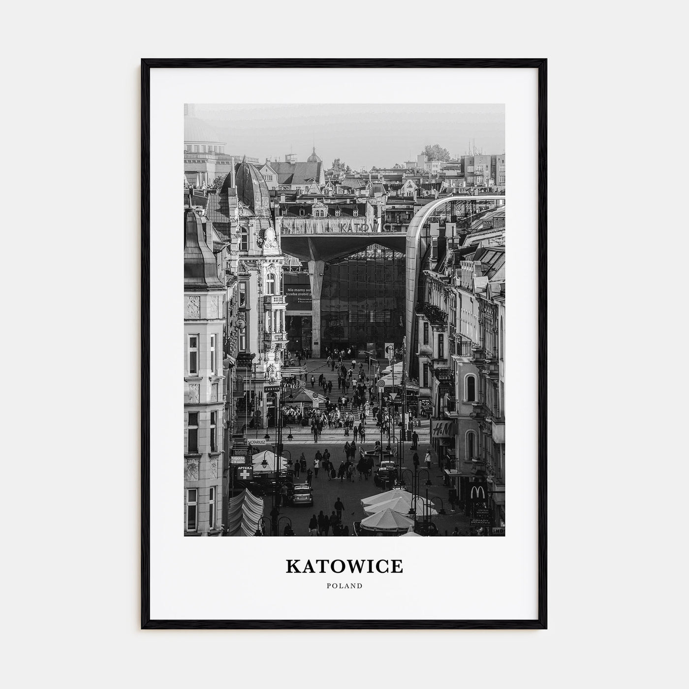 Katowice Portrait B&W Poster