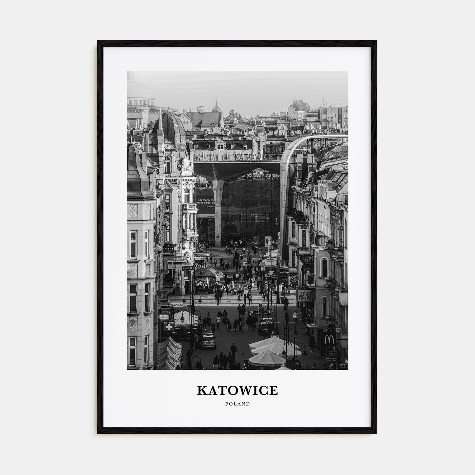 Katowice Portrait B&W Poster
