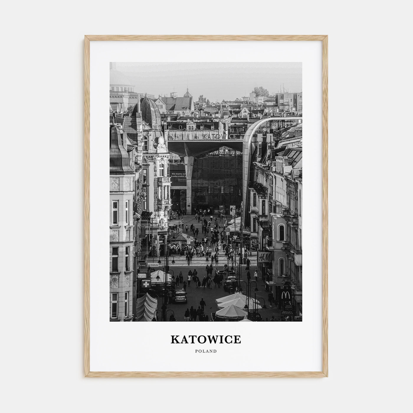 Katowice Portrait B&W Poster