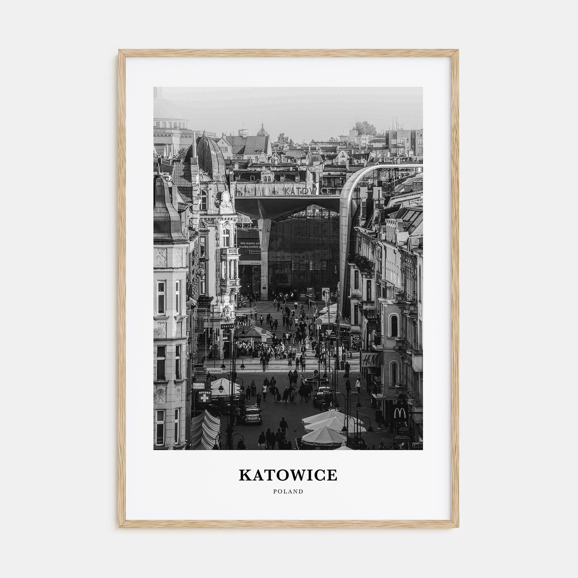 Katowice Portrait B&W Poster