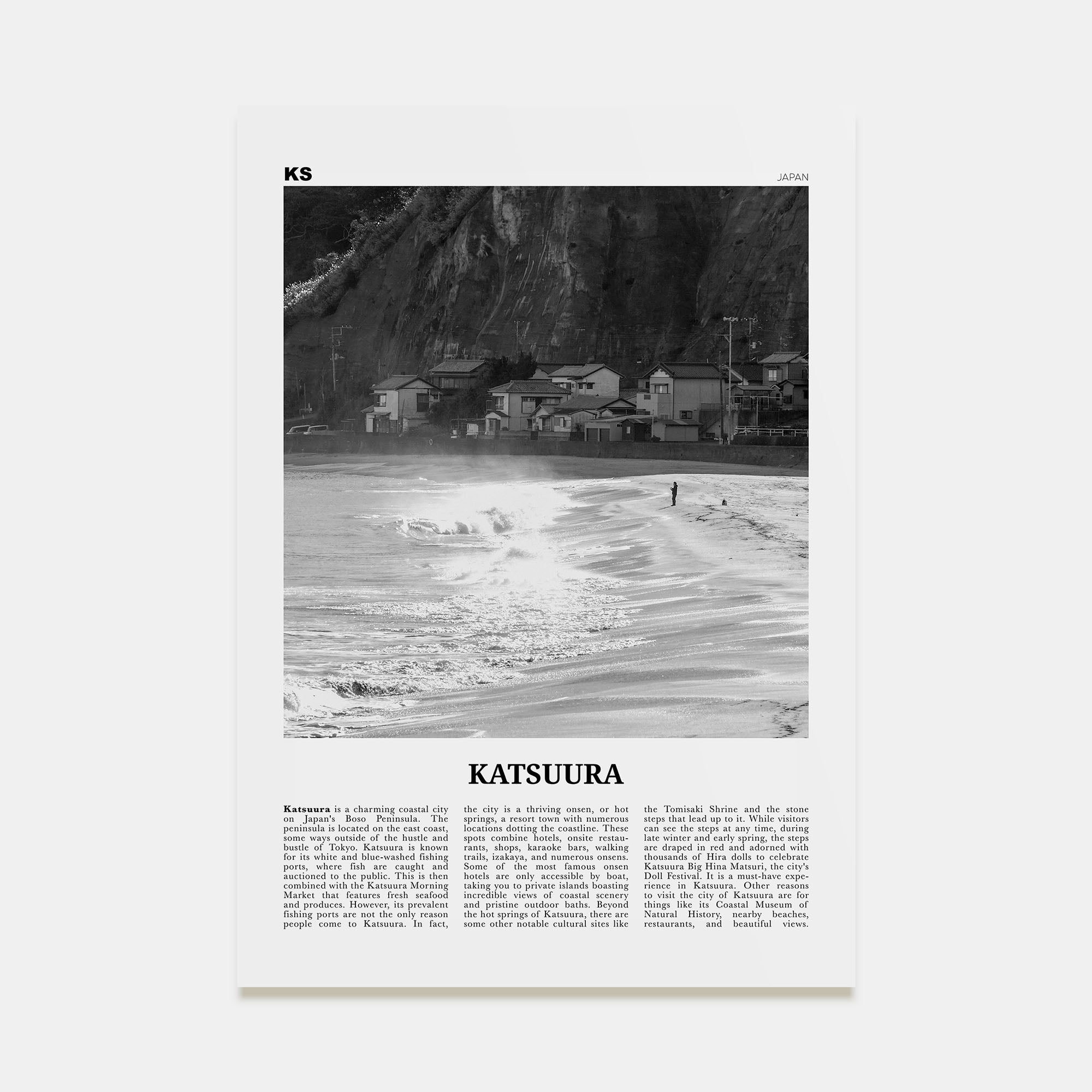 Katsuura Travel B&W Poster