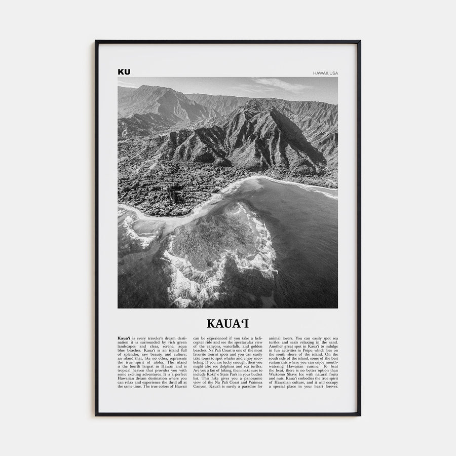 Kauai Travel B&W No 1 Poster
