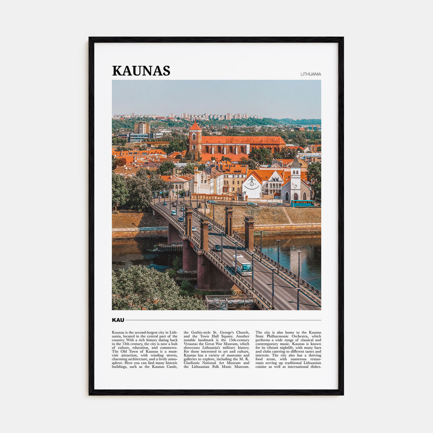 Kaunas Travel Color Poster
