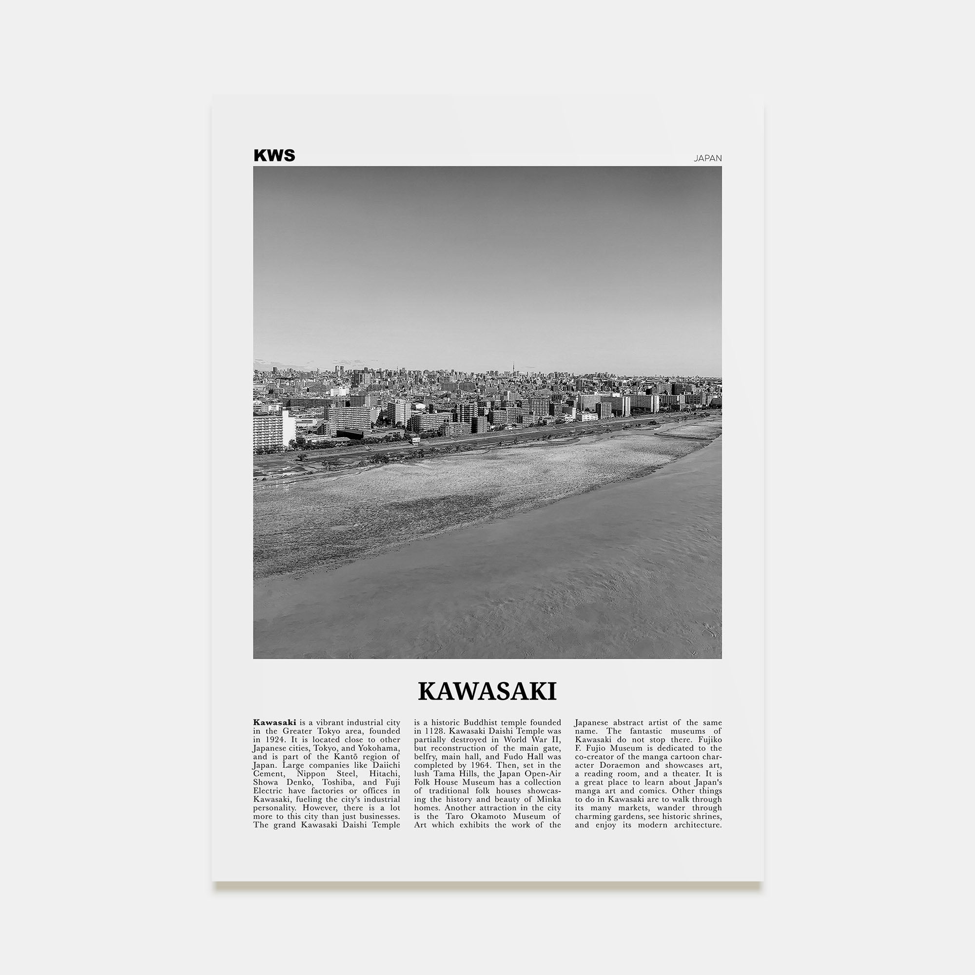 Kawasaki Travel B&W Poster