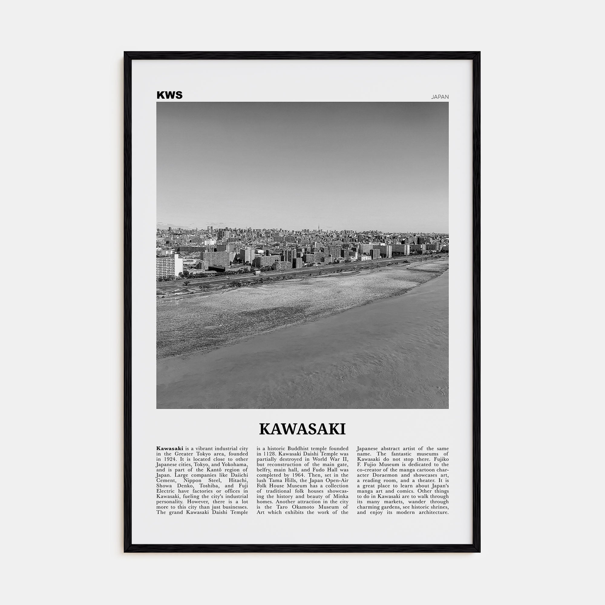 Kawasaki Travel B&W Poster