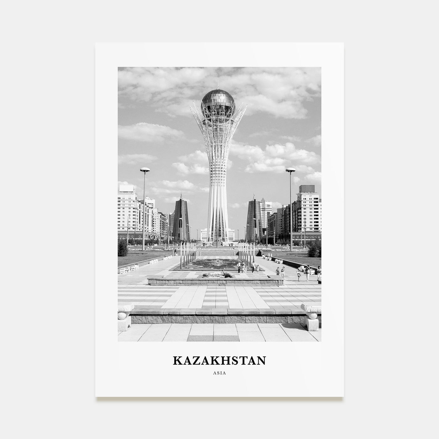 Kazakhstan Portrait B&W Poster