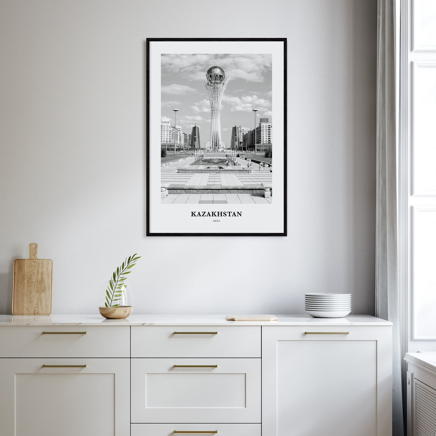 Kazakhstan Portrait B&W Poster