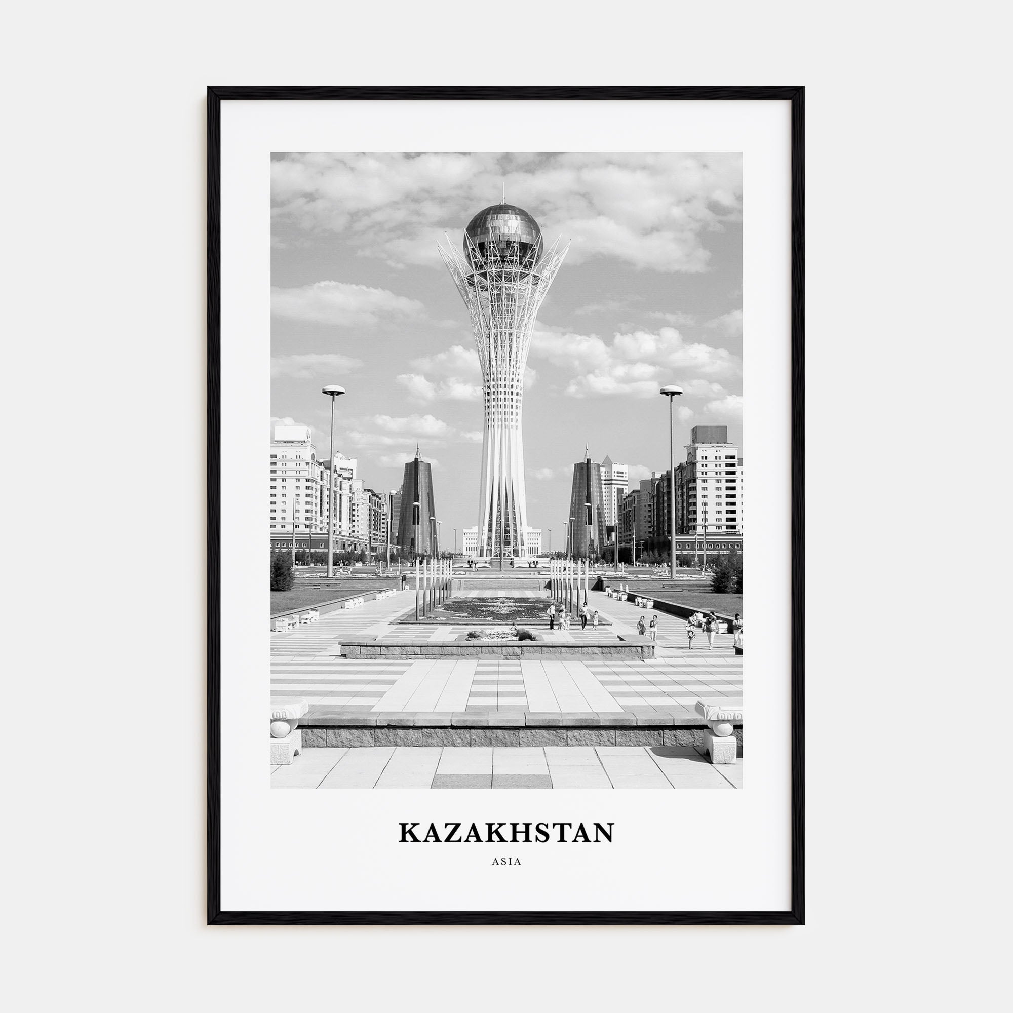Kazakhstan Portrait B&W Poster