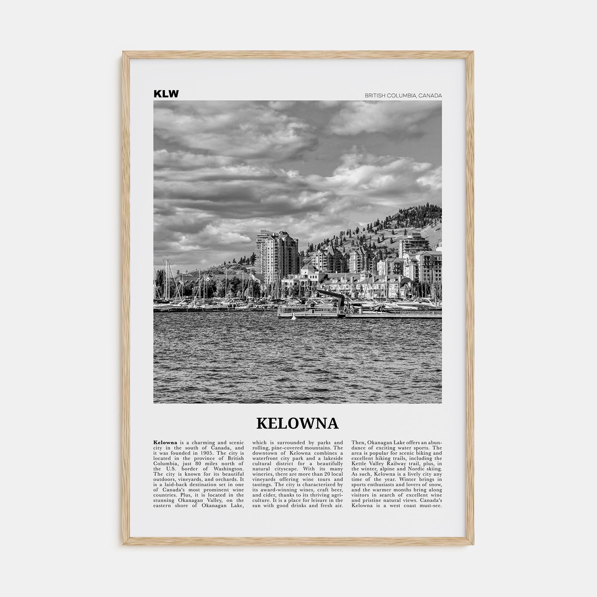 Kelowna Travel B&W Poster