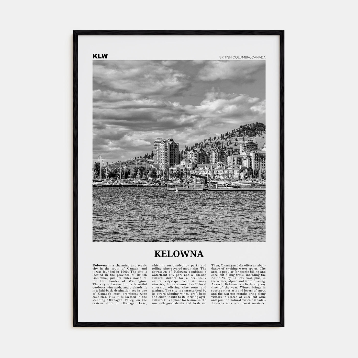 Kelowna Travel B&W Poster
