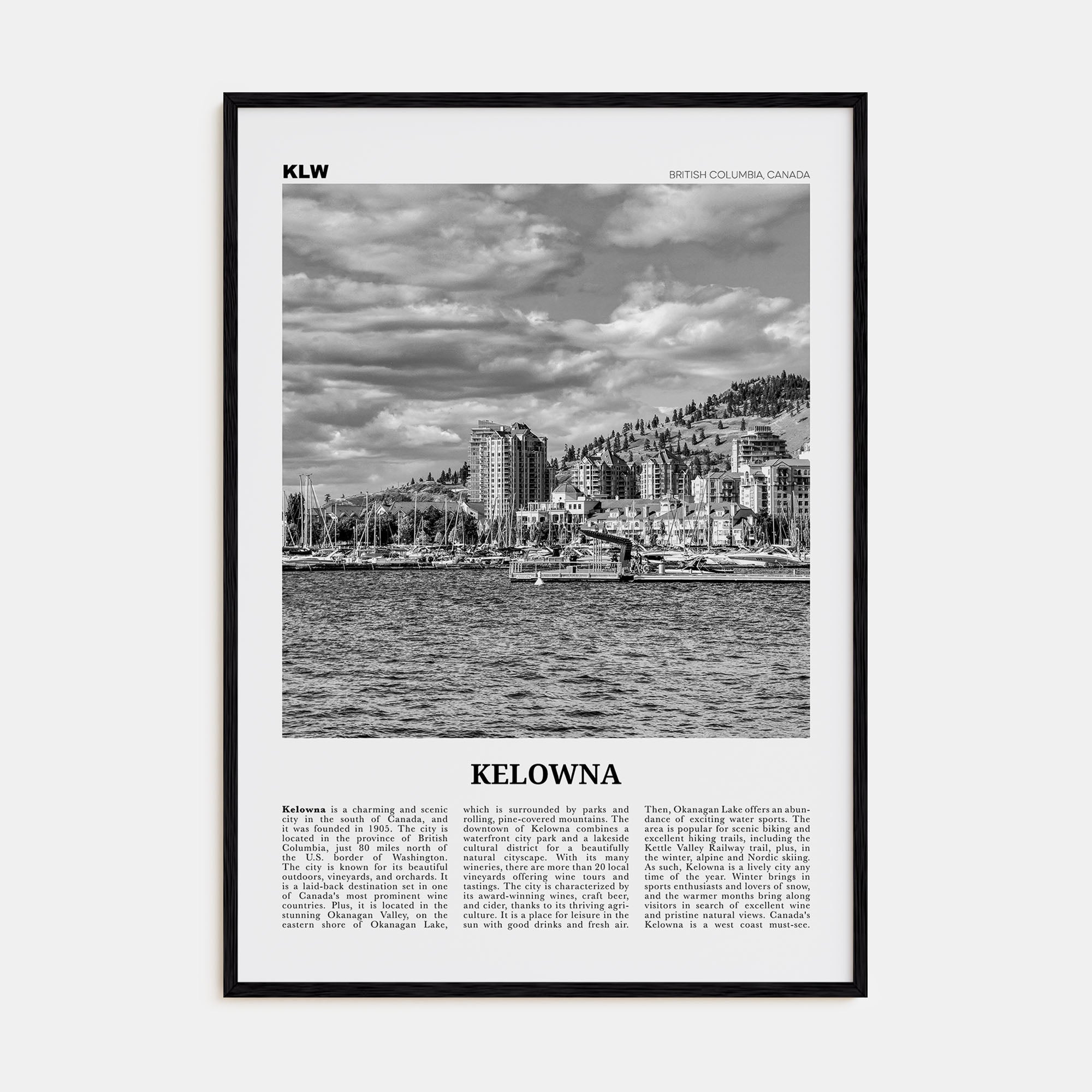 Kelowna Travel B&W Poster